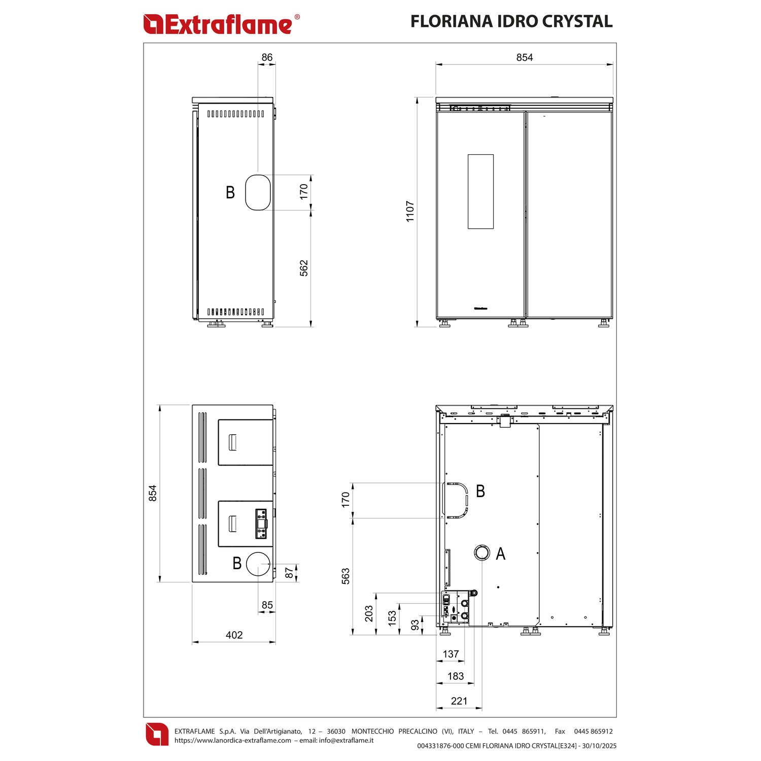 Extraflame Floriana Idro Crystal wasserführender Pelletofen Evolution Line