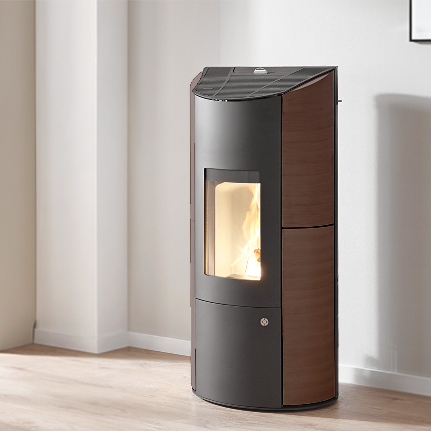 Olsberg Levana Aqua 3.0 Wasserführender Pelletofen Stahl Schwarz/Keramik Caffe Arabica 8kW