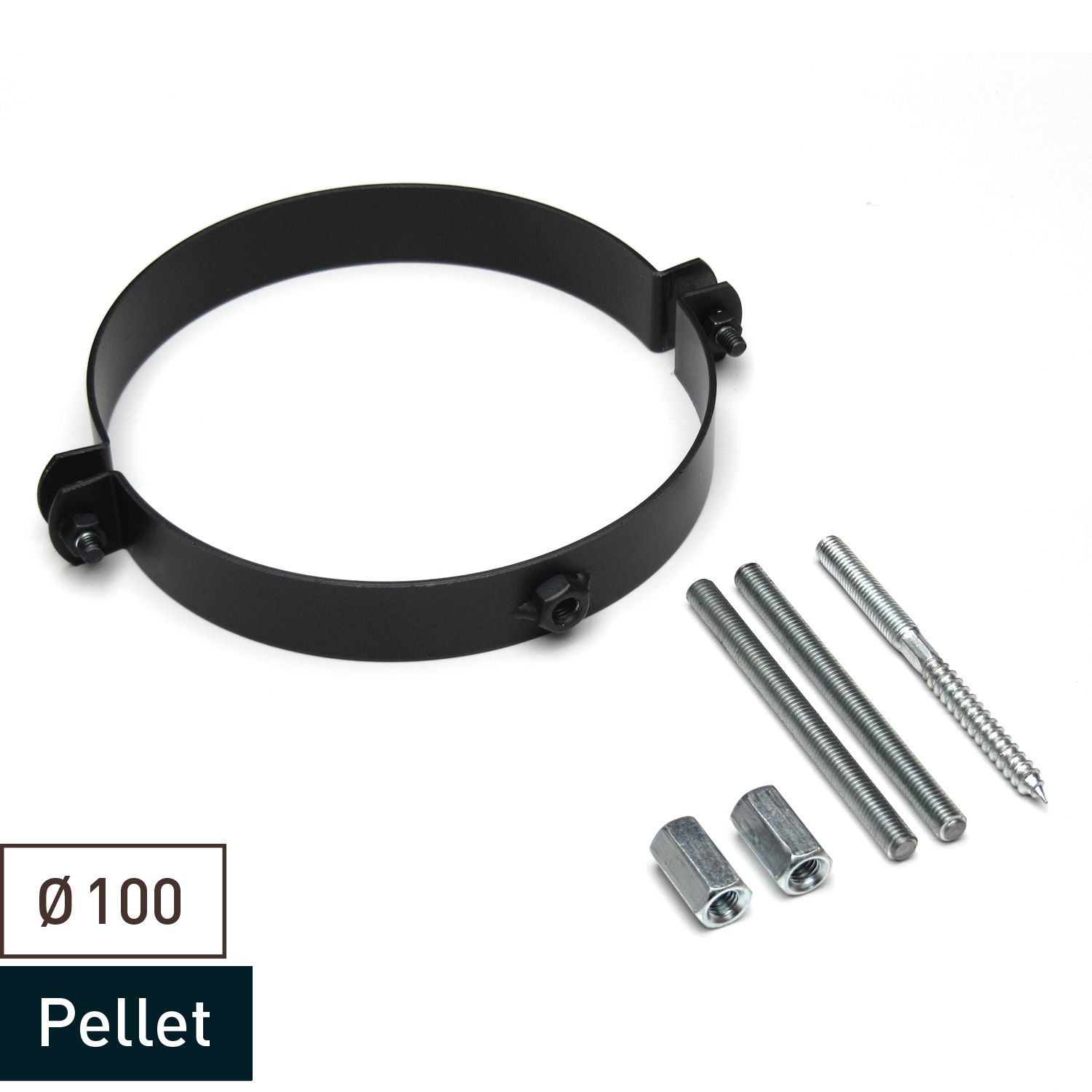 Raik Pelletrohr / Ofenrohr 100mm - Rohrschelle schwarz