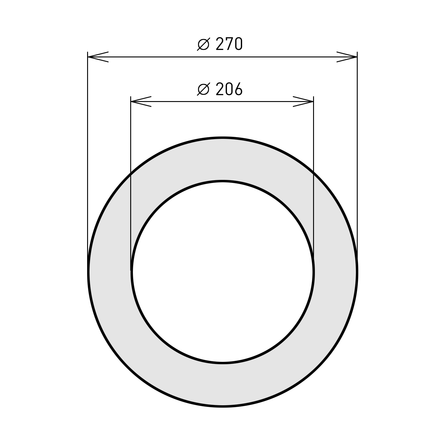Raik Basic Wandrosette 200mm schwarz 3cm für Rauchrohr / Ofenrohr