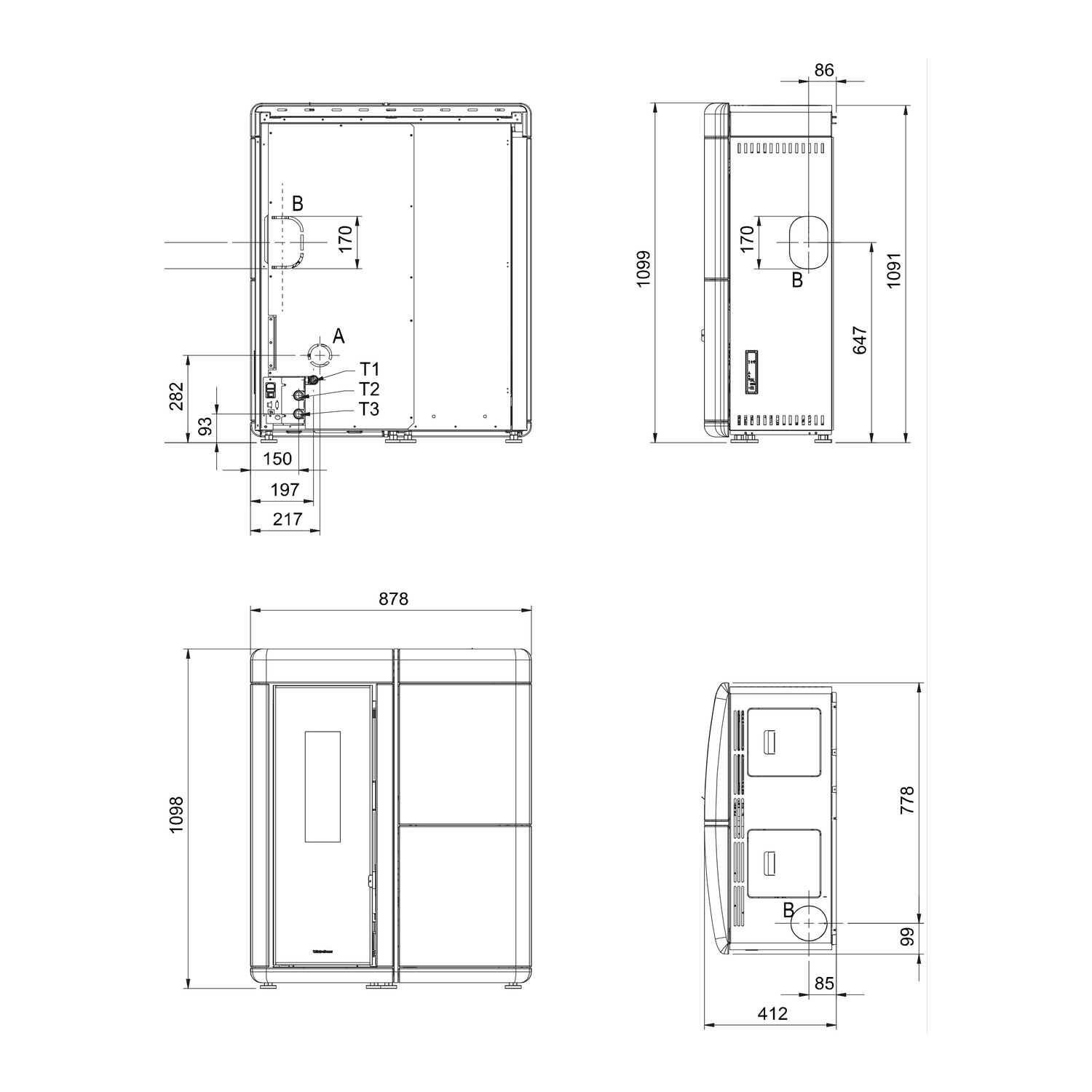 Extraflame EVELYNE IDRO 2.0 - Taupe wassergeführter Pelletofen EVOLUTION LINE