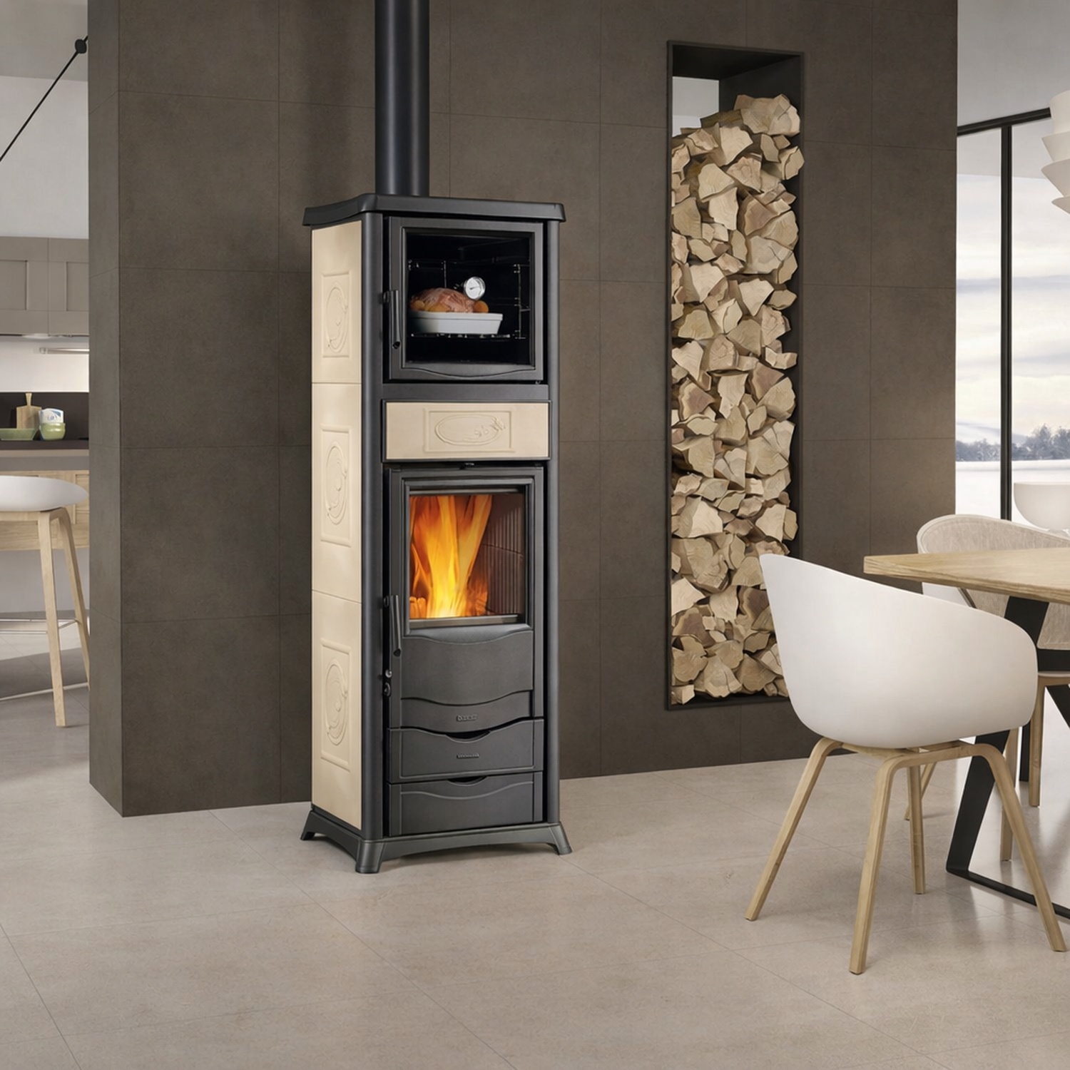 La Nordica T.ROSSELLA PLUS FORNO DSA.16 Keramik - Panna Kaminofen