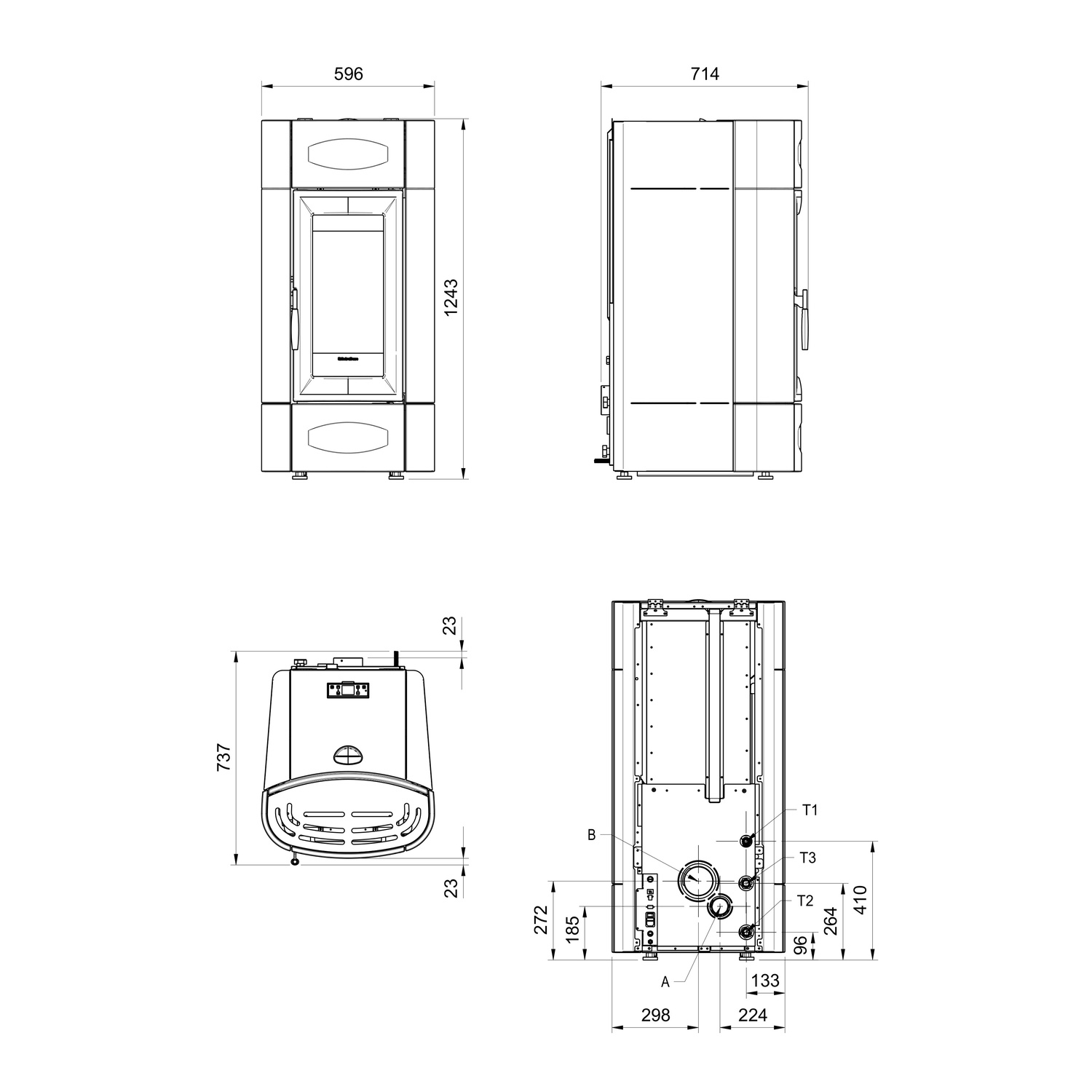 Extraflame ISIDORA IDRO H23 5.0 EVO - Bordeauxrot wassergeführter Pelletofen EVOLUTION LINE