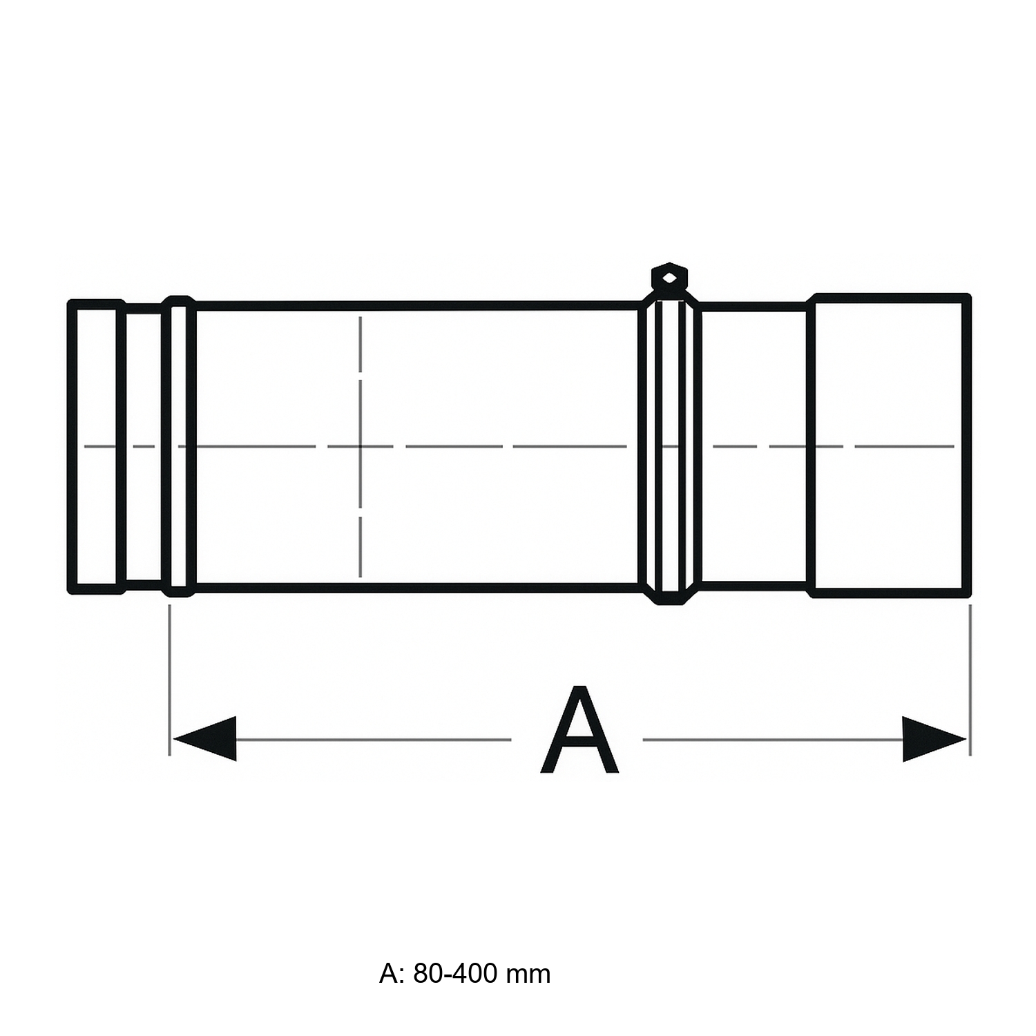 Schiedel PRIMA PLUS Rohrausgleichselement 80-400mm Ø150 mm FE/FU einwandig matt