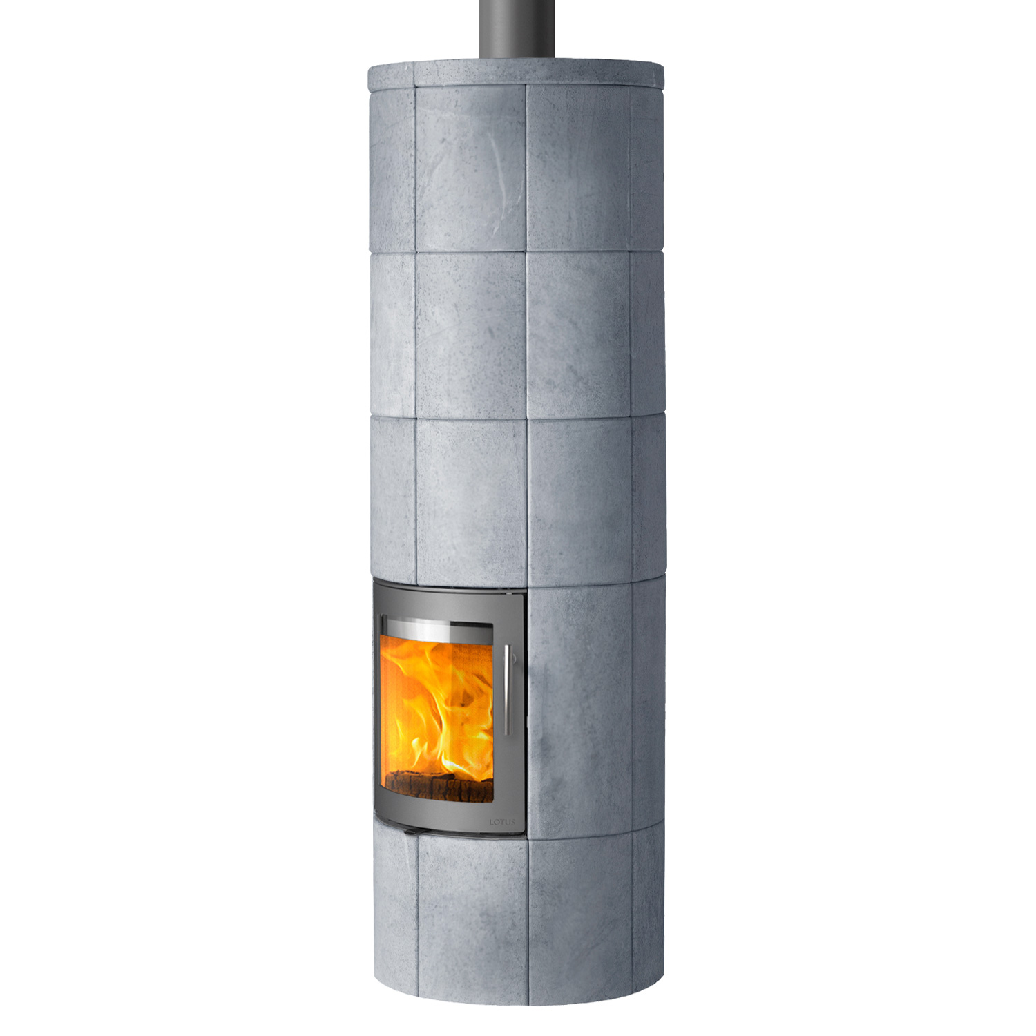 Lotus M3 Kaminofen Grau/ Speckstein, Rauchabgang oben