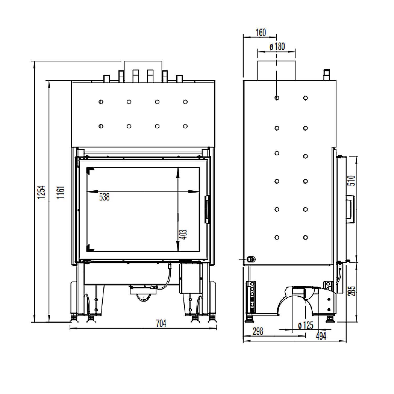 Austroflamm 65x51 K aquaHEAT Wasserführender Kamineinsatz