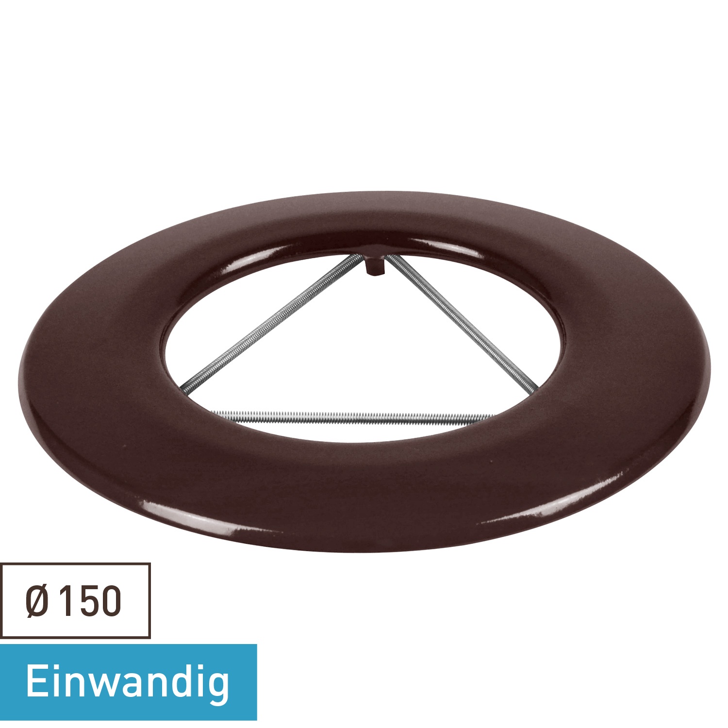Raik Rauchrohr / Ofenrohr Emaille 150mm - Wandrosette mit Feder Braun