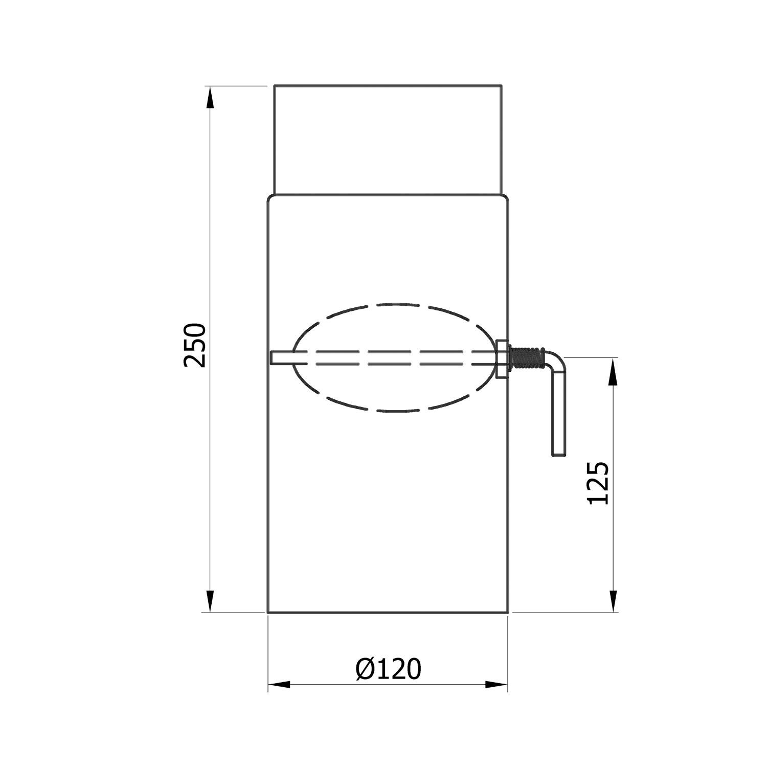 Raik Basic Zugregulierung 120mm gussgrau L: 250mm für Rauchrohr / Ofenrohr