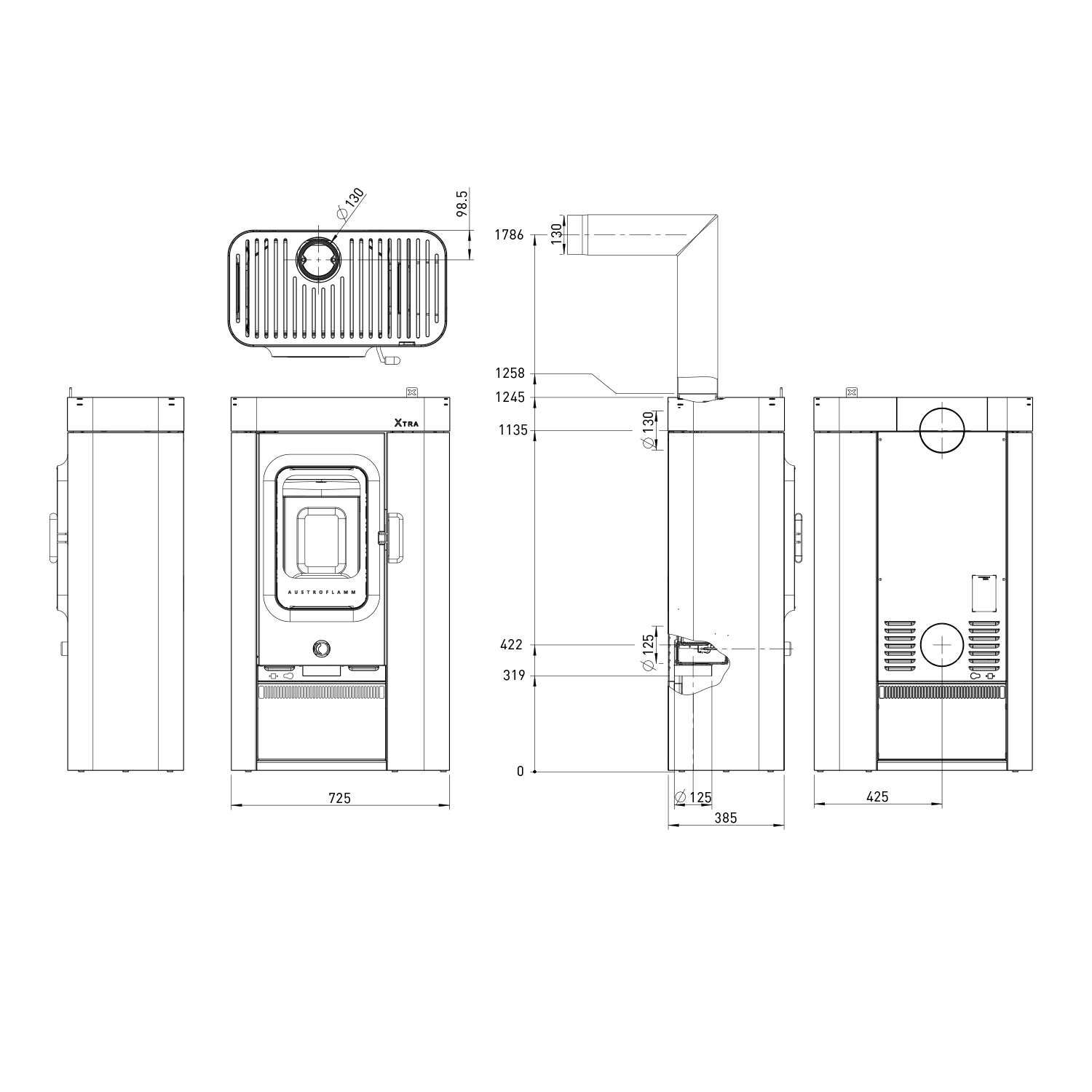 Austroflamm Sina Xtra Kaminofen Stahl gussgrau Austroflamm Sina Xtra Kaminofen Stahl gussgrau