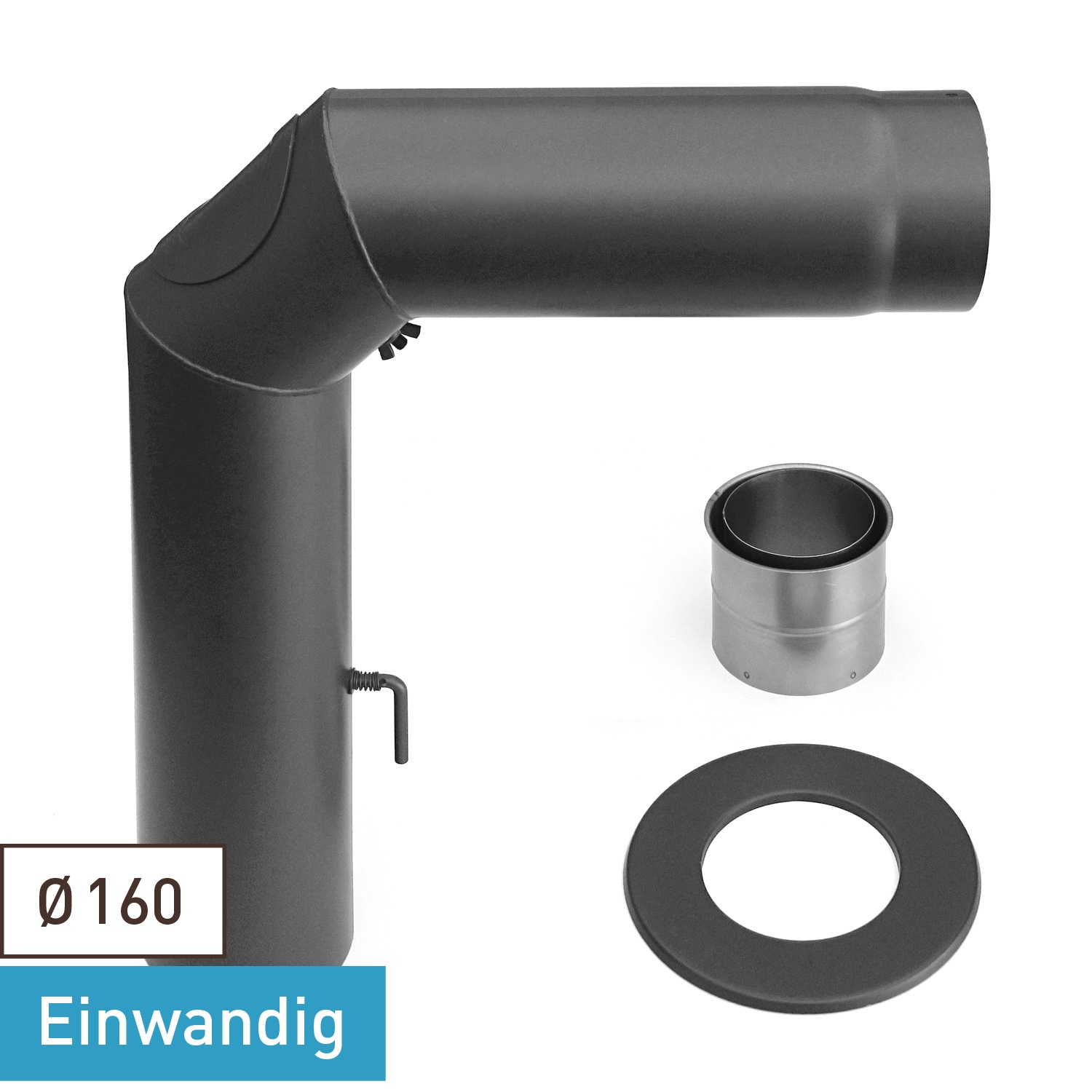 Raik Basic Rauchrohrbogen-Set 160mm gussgrau geschweißt/eckig - B-Ware