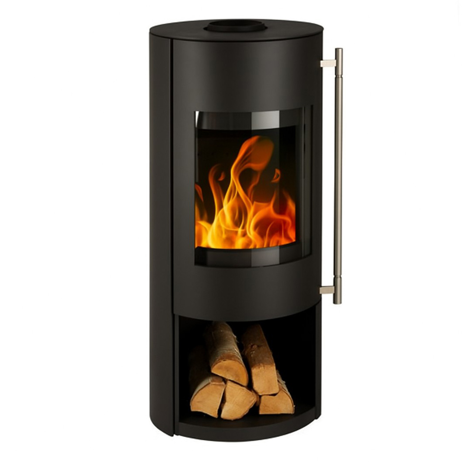 Haas+Sohn GRASSE Stahl Kaminofen tief-schwarz mit Holzfach ohne Türe