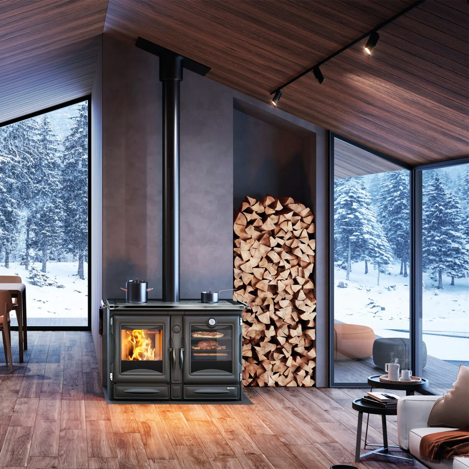 La Nordica Prestige Line Alaska 16 Küchenofen Schwarz Verglast