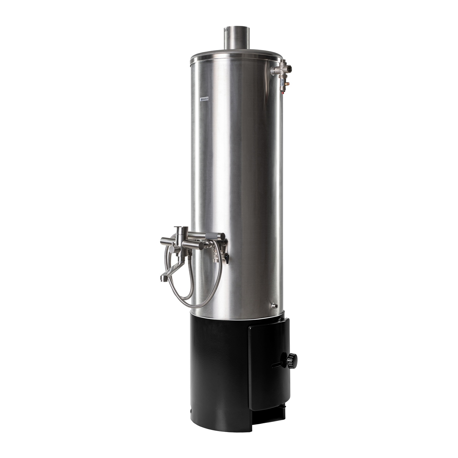 Wittigsthal Badeofen druckfest D100 komplett - Oberofen Edelstahl 100L, Unterofen 100/6 schwarz, mit MB