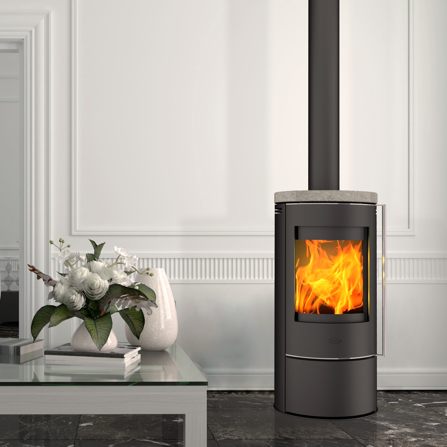 Fireplace Rondale Kaminofen Stahl Schwarz | Topplatte Speckstein Fireplace Rondale Kaminofen Stahl Schwarz | Topplatte Speckstein