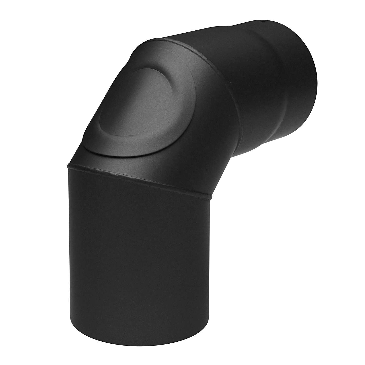 Raik Basic Rauchrohrbogen 130mm schwarz 90° – 3teilig mit Tür für Rauchrohr / Ofenrohr