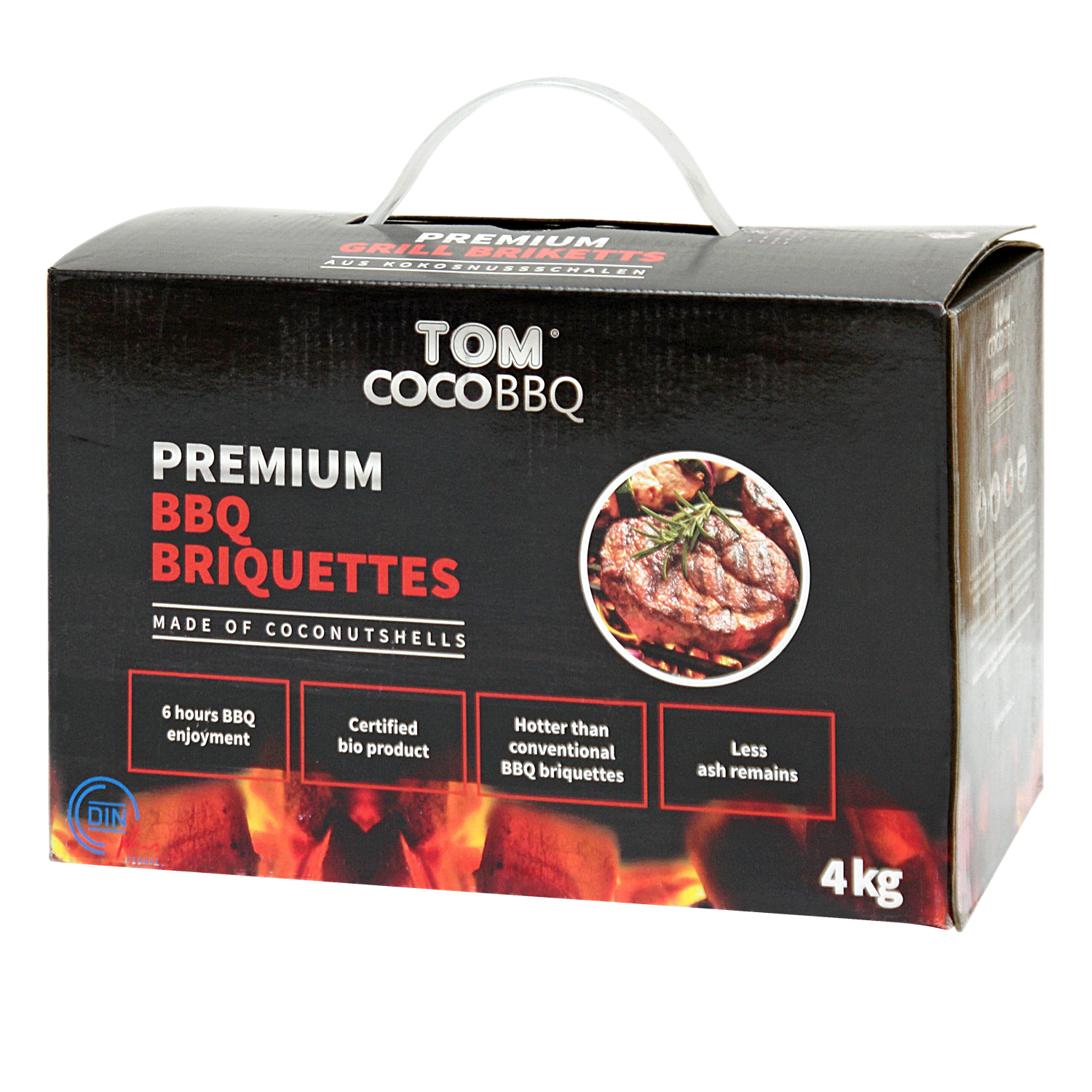 Camp Chef Deluxe Dutch Oven DO-14 mit 4 kg Tom Coco Camp Grill-Kokoskohle Briketts und Feuergott Anzündkamin