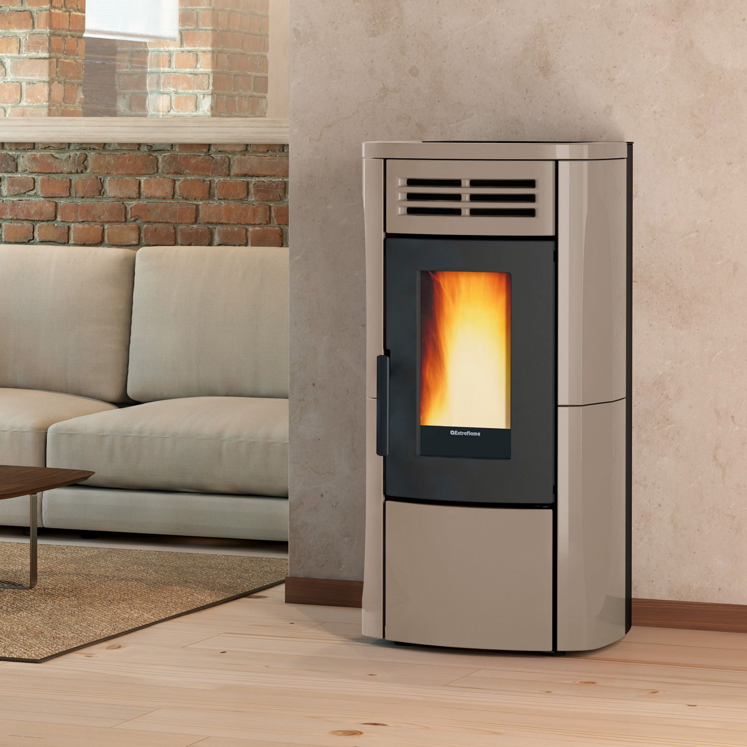 Extraflame Evolution Line Terry Plus Pelletofen Majolika Glänzendes Tortora Extraflame Evolution Line Terry Plus Pelletofen Majolika Glänzendes Tortora