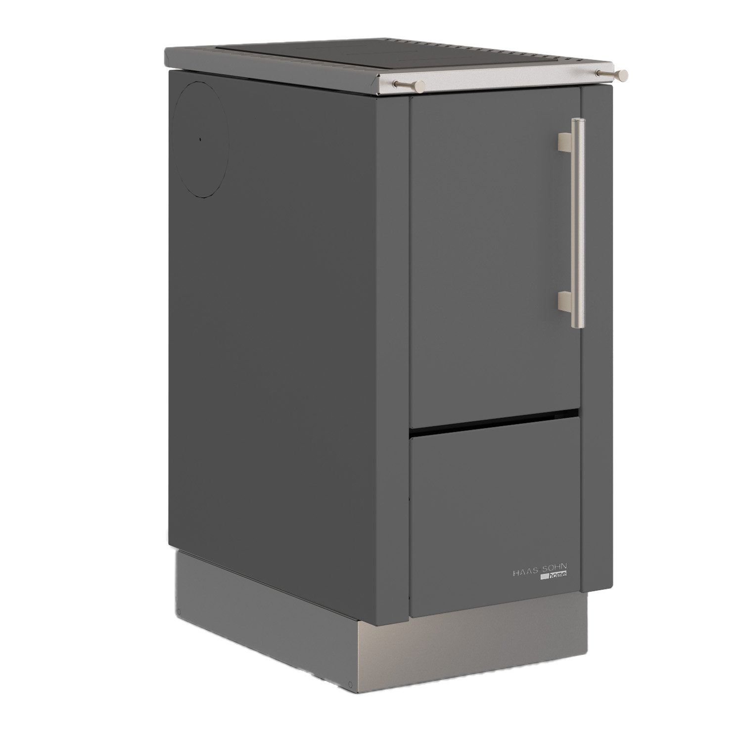 Haas+Sohn HS 40 ohne Sichtfenster Küchenofen anthrazit Herdrahmen Edelstahl Stahlkochplatte