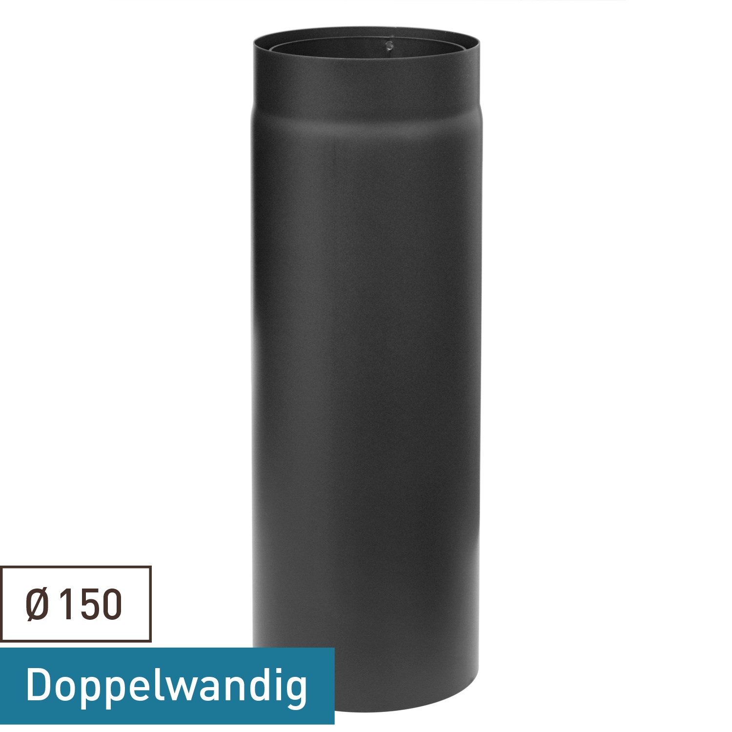 Raik Izoker Längenelement 150mm schwarz doppelwandig L: 500mm für Rauchrohr / Ofenrohr