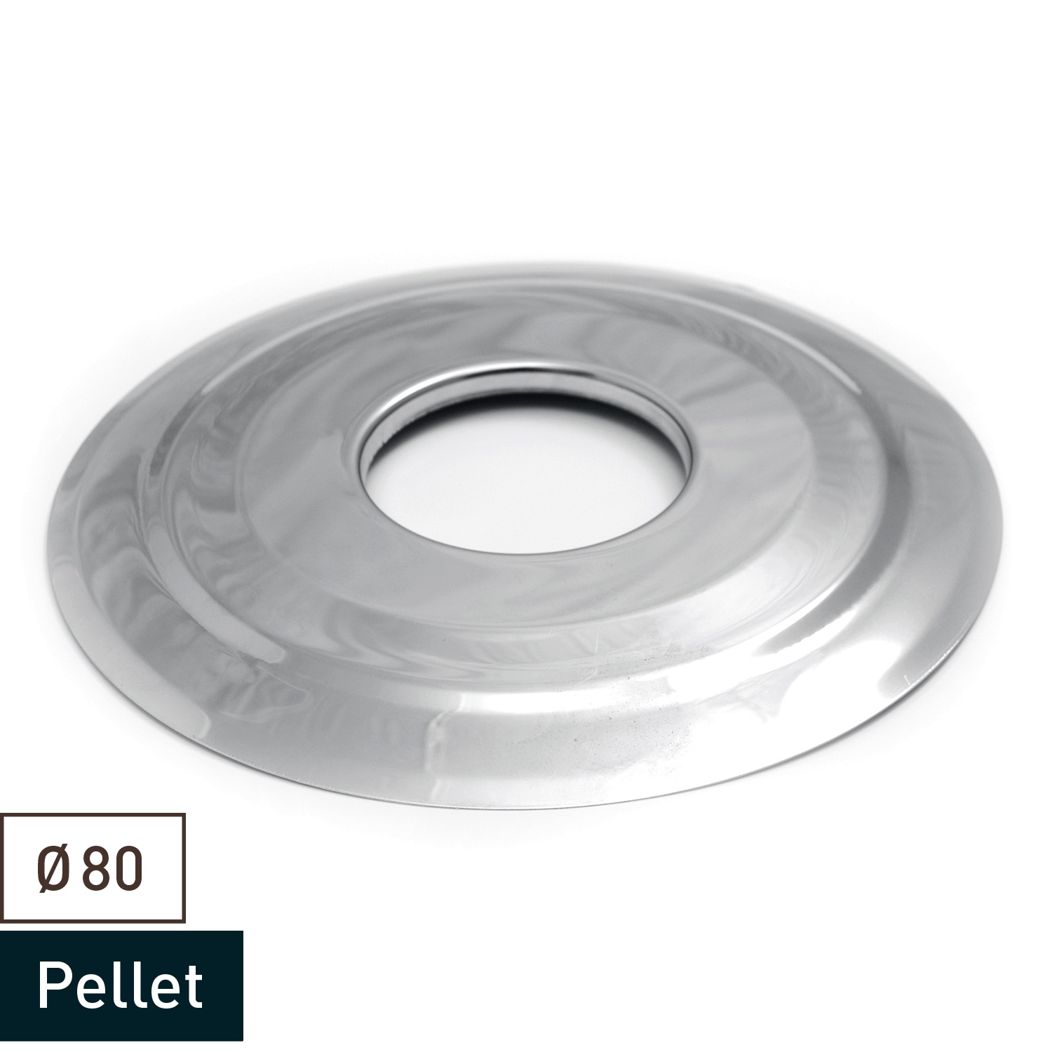 Raik Pelletrohr / Ofenrohr 80mm - Wandrosette INOX silber