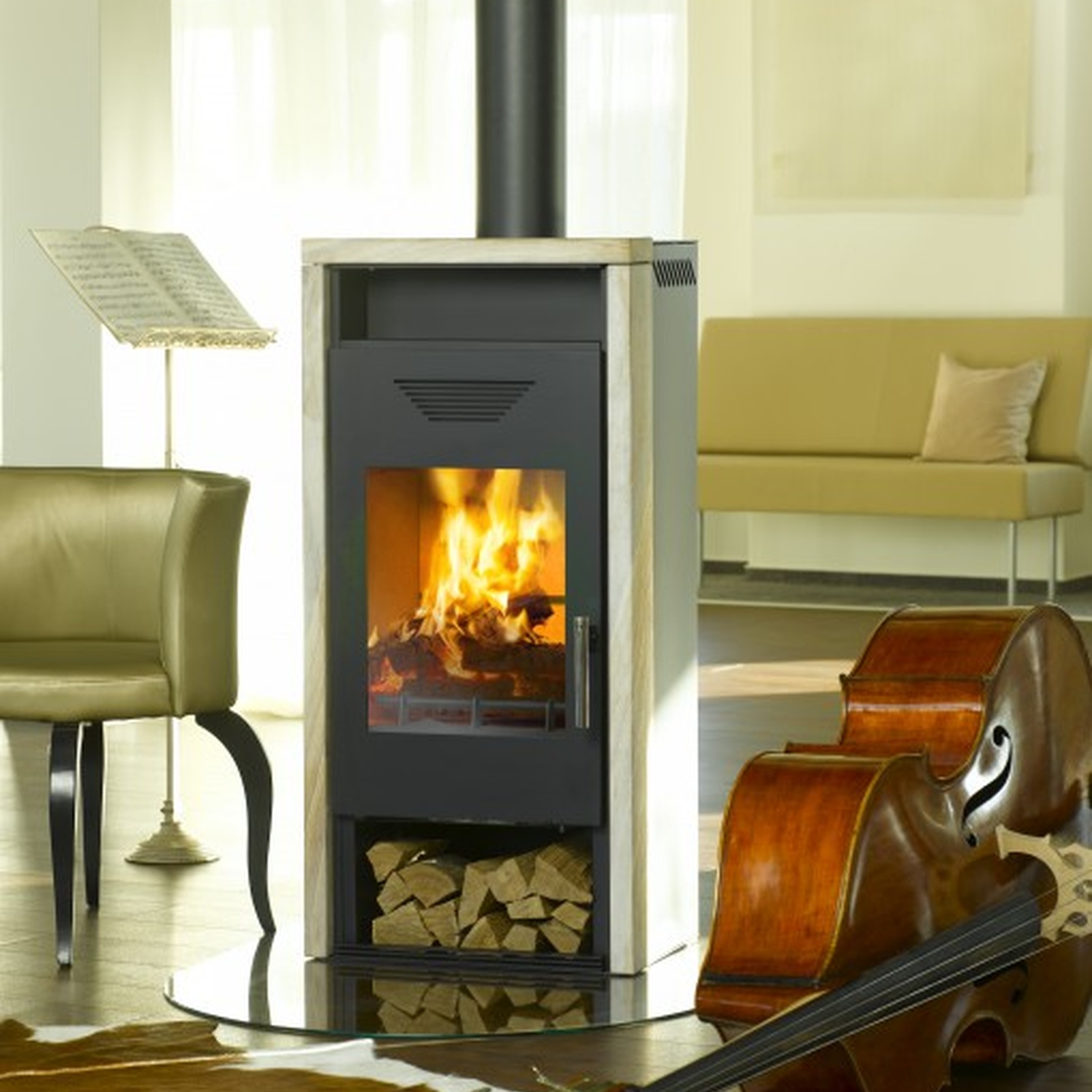 Wamsler Kaminofen Logi Schwarz Sandstein Rainbow