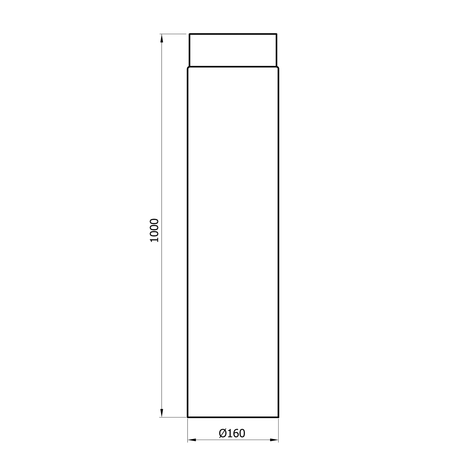 Raik Basic Längenelement 160mm schwarz L: 1000mm für Rauchrohr / Ofenrohr