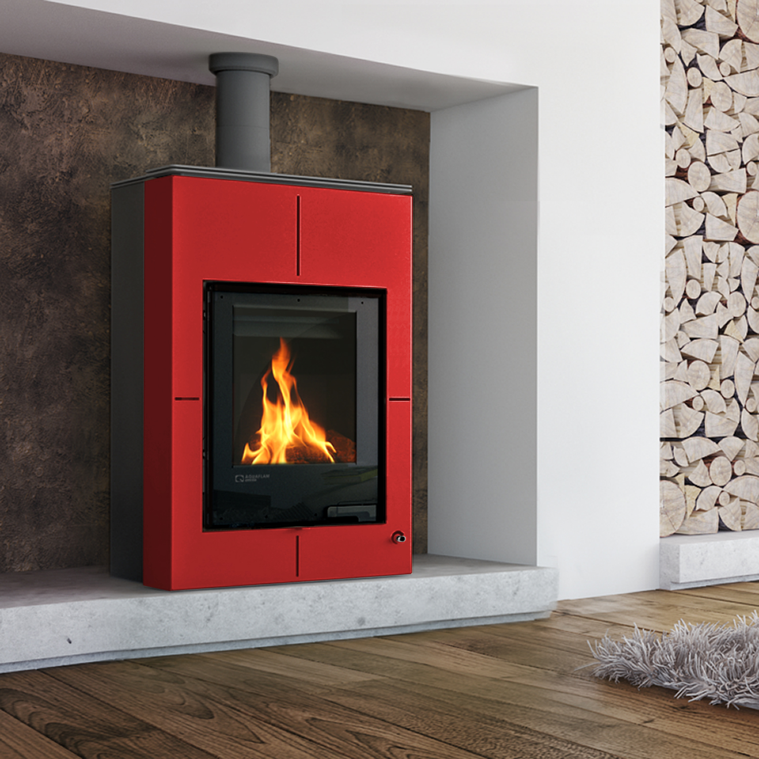 Aquaflam Vario Saporo Manual Wasserführender Kaminofen Red 11/5 kW