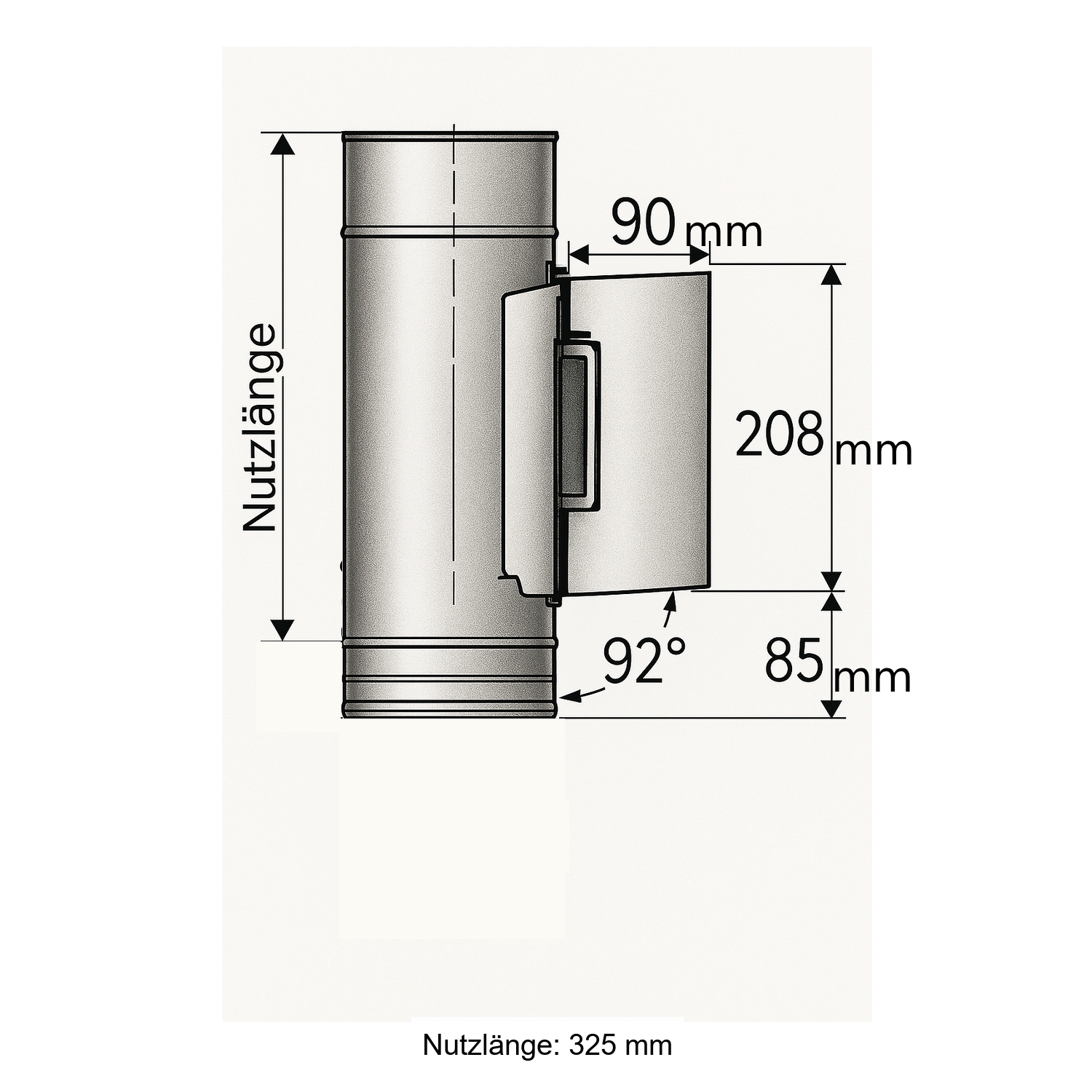 Schiedel PRIMA PLUS Putztüranschluss eckig Ø113 mm mit Kondensatsperre einwandig matt