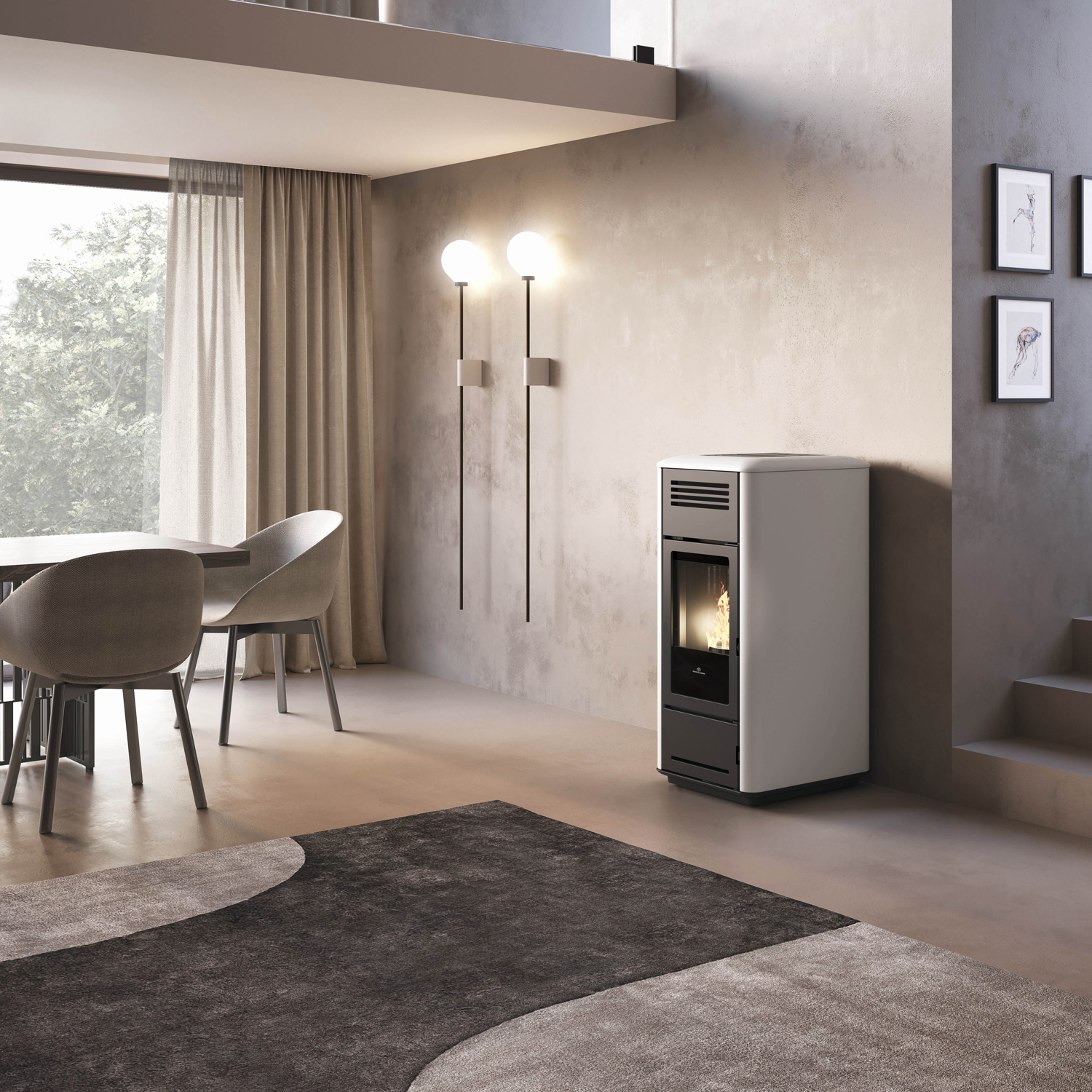 Edilkamin Milla H 12 EVO wasserführender Pelletofen Stahl Weiß