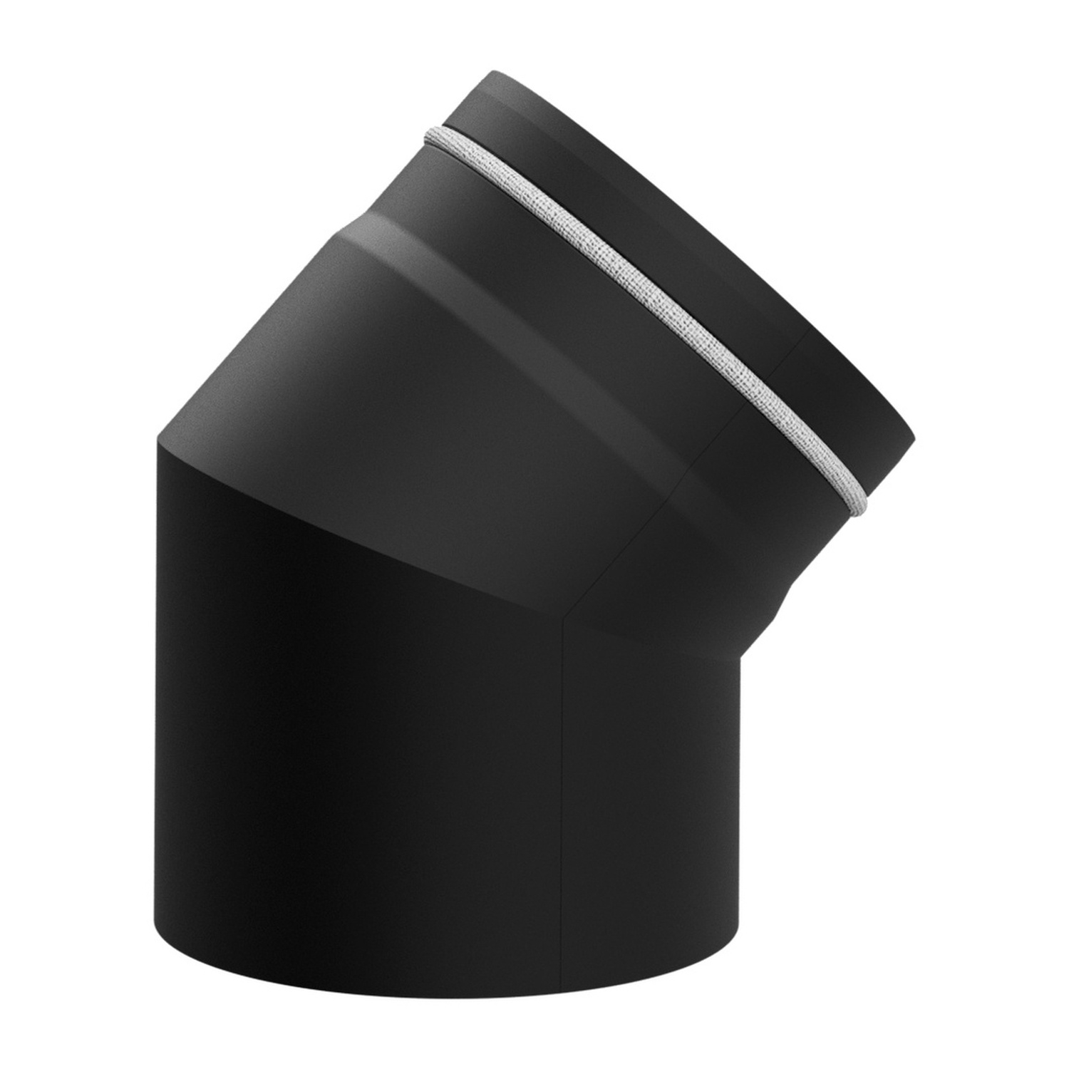 Raik Lifestyle Bogen Durchmesser 150/45° 2,00mm eingezogen 2-tlg mit Dichtung schwarz für Rauchrohr/ Ofenrohr