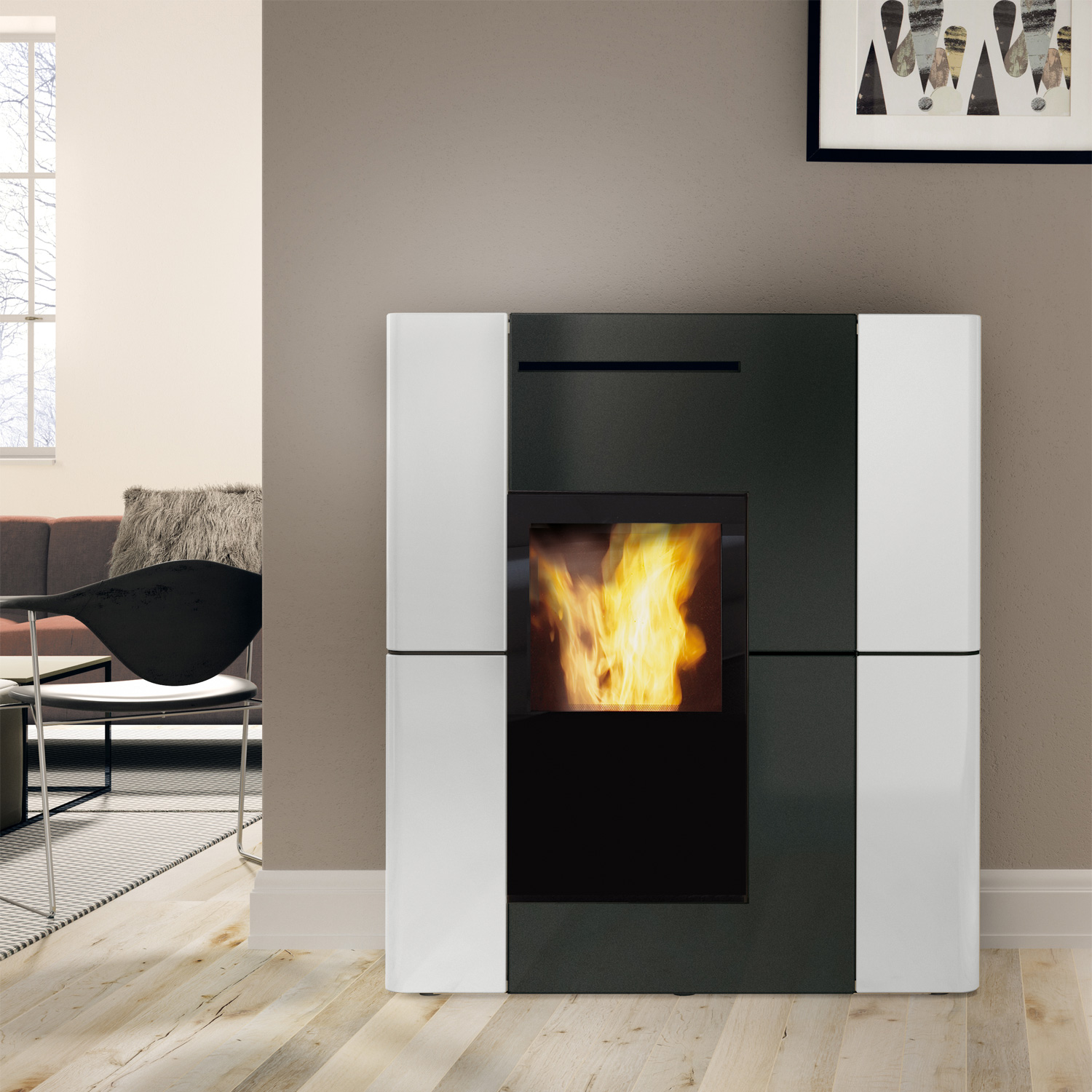Edilkamin Blade2 H18 Up wasserführender Pelletofen Keramik Weiß inkl. Kit R-FX Edilkamin Blade2 H18 Up wasserführender Pelletofen Keramik Weiß inkl. Kit R-FX