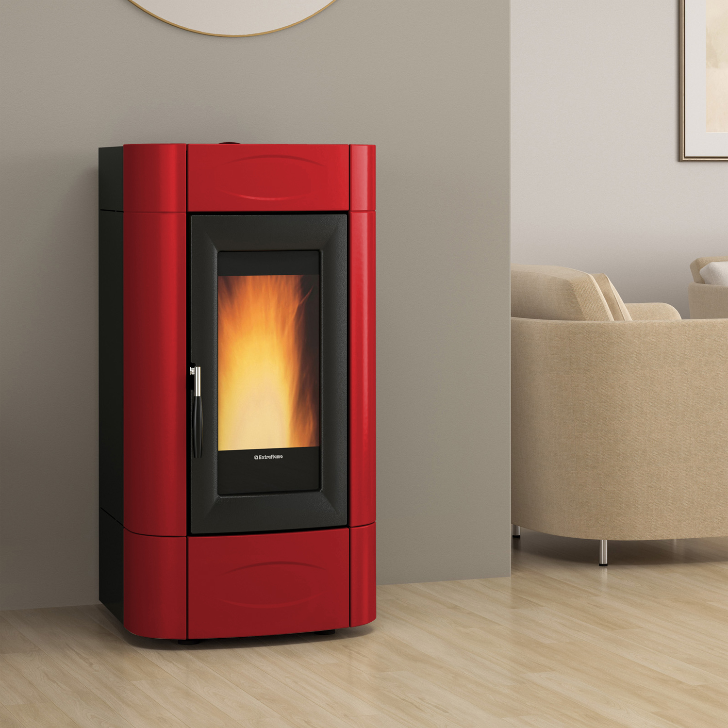 Extraflame Evolution Line Isidora Idro H16 wasserführender Pelletofen Bordeaux Extraflame Evolution Line Isidora Idro H16 wasserführender Pelletofen Bordeaux