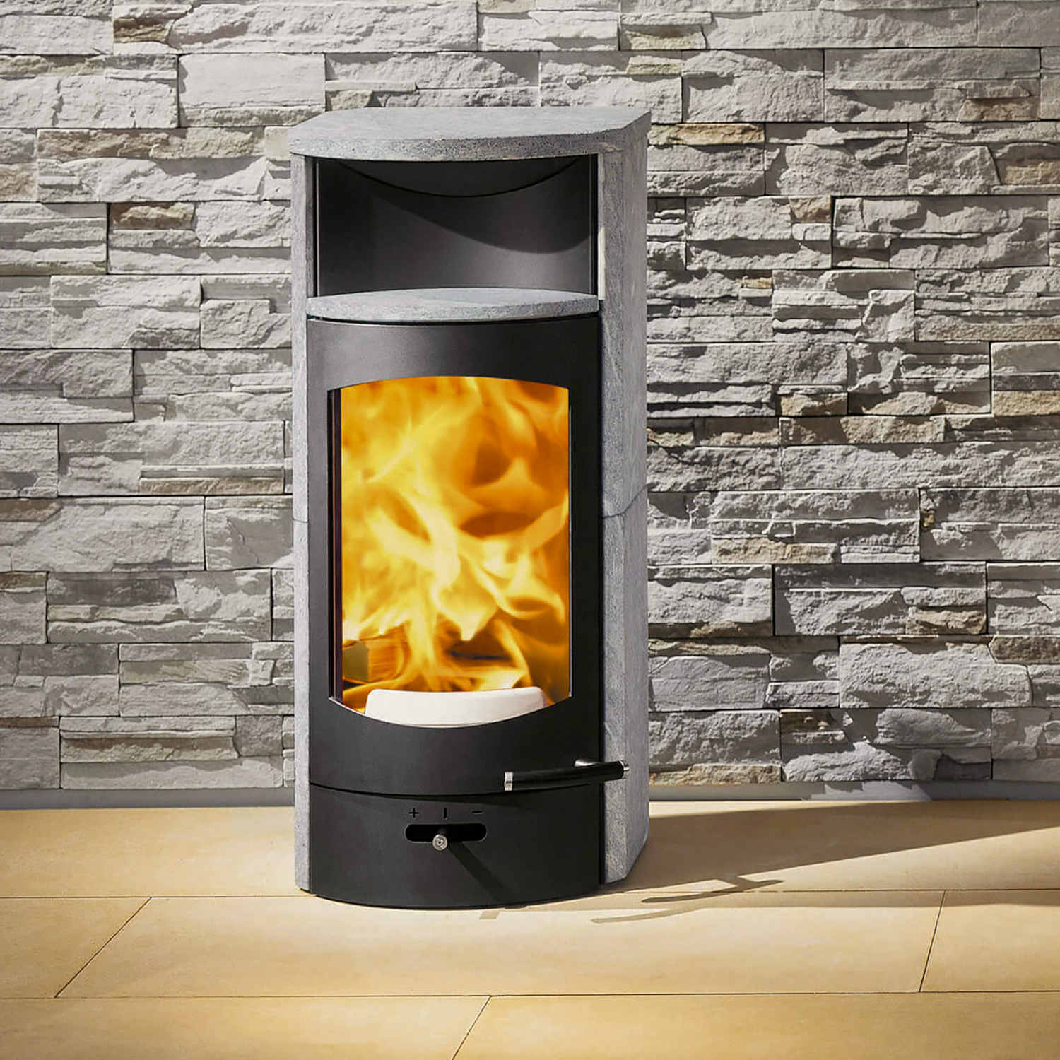 Austroflamm Flok 2.0 Kaminofen Speckstein, RR hinten Austroflamm Flok 2.0 Kaminofen Speckstein, RR hinten