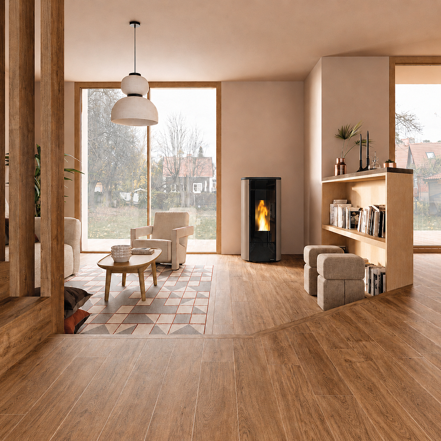 Extraflame Miriana Idro H16 wasserführender Pelletofen taupe matt Evolution Line