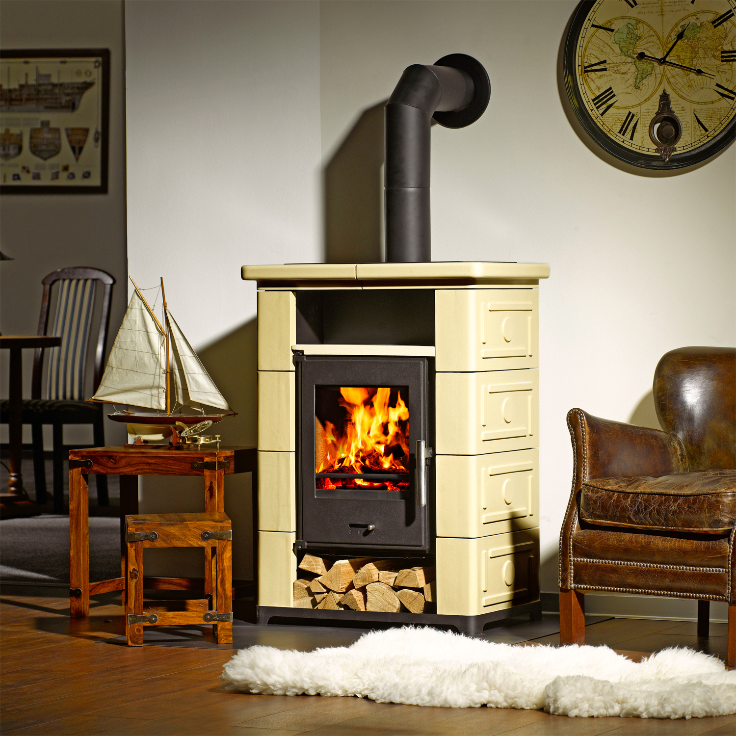 Wamsler Montafon S Kaminofen Keramik beige