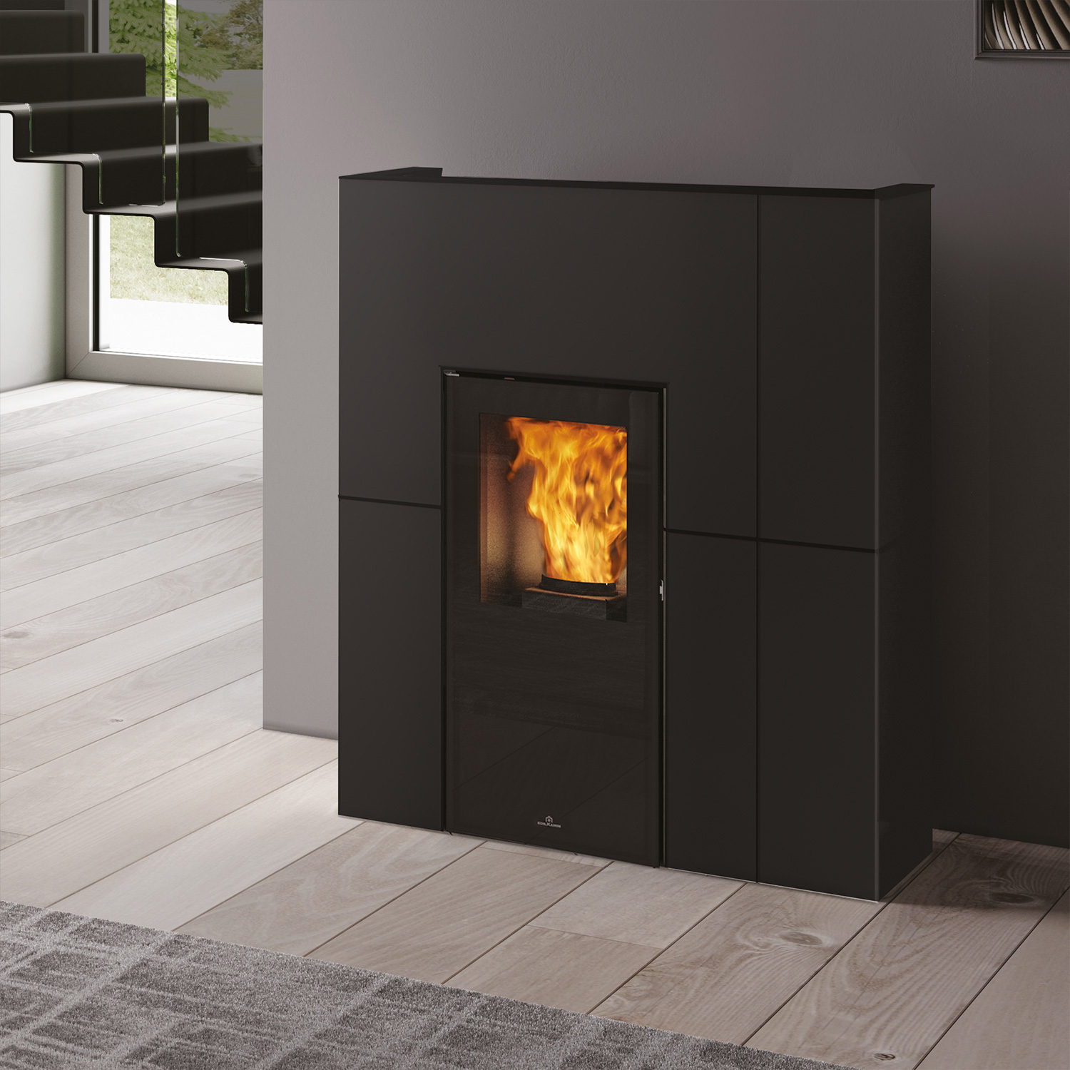 Edilkamin Blade H 15 wasserführender Pelletofen Stahl Schwarz