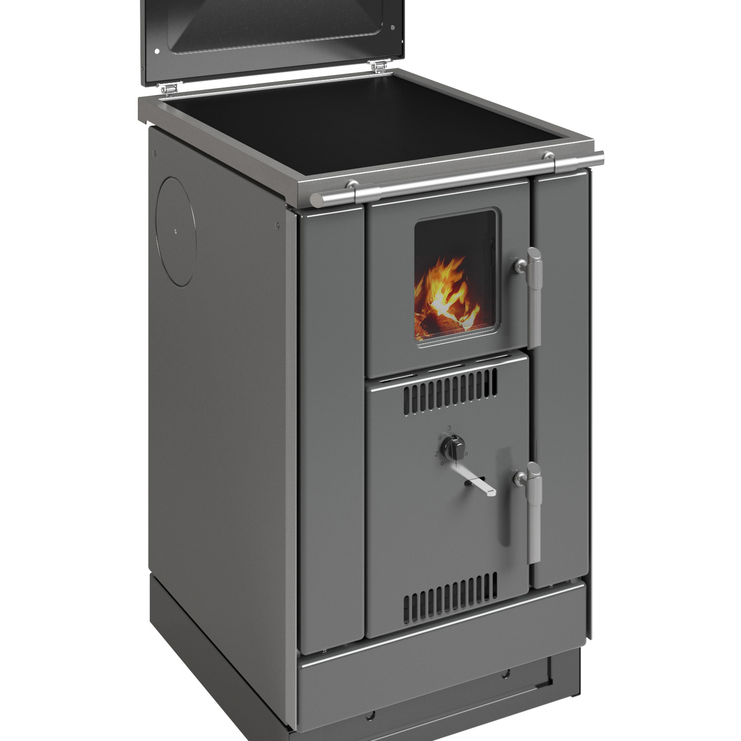 Wamsler K 158 F wasserführender Küchenherd Emailliert anthrazit/ matt, Ceranfeld