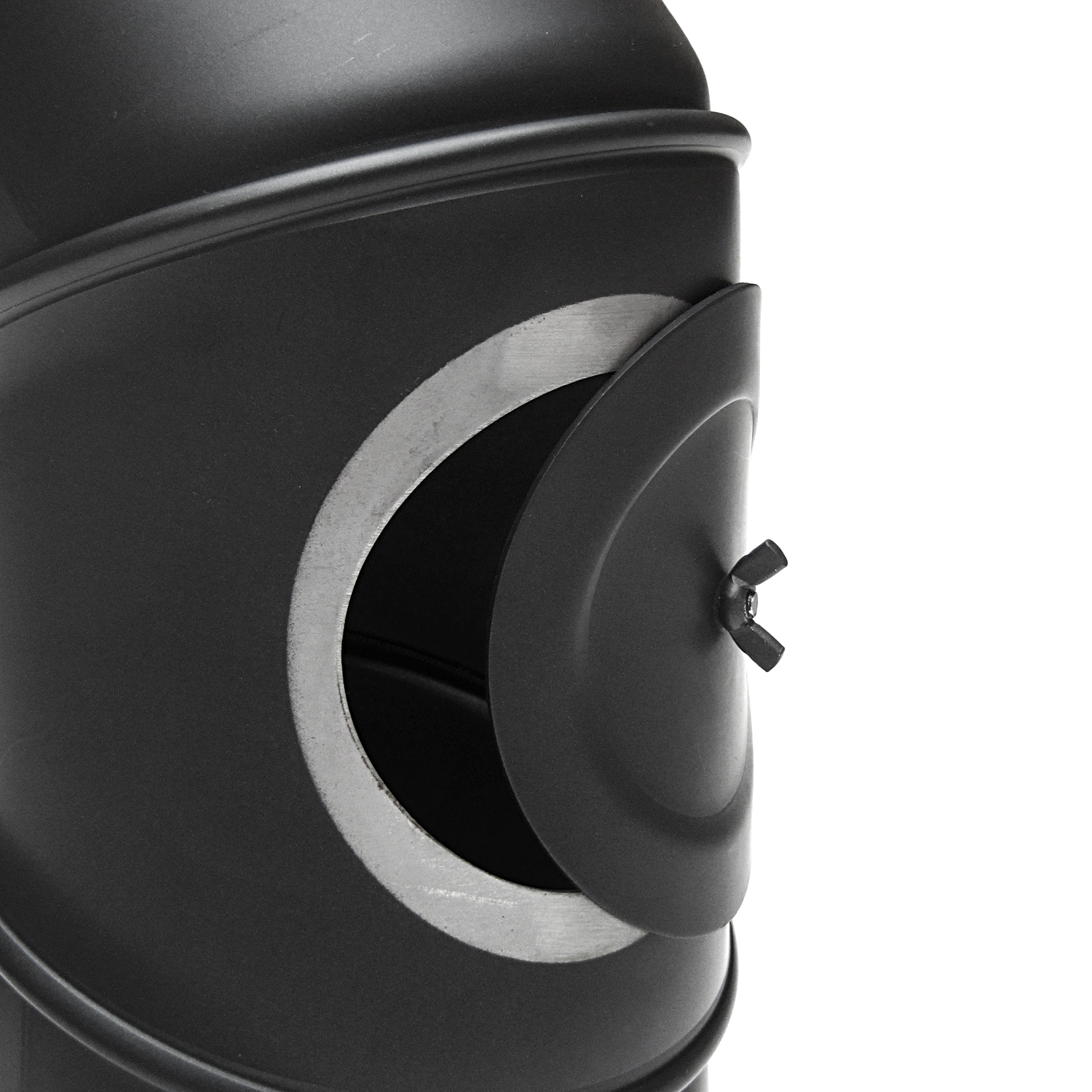 Raik Basic Rauchrohrbogen 180mm schwarz 0–90° mit Tür für Rauchrohr / Ofenrohr