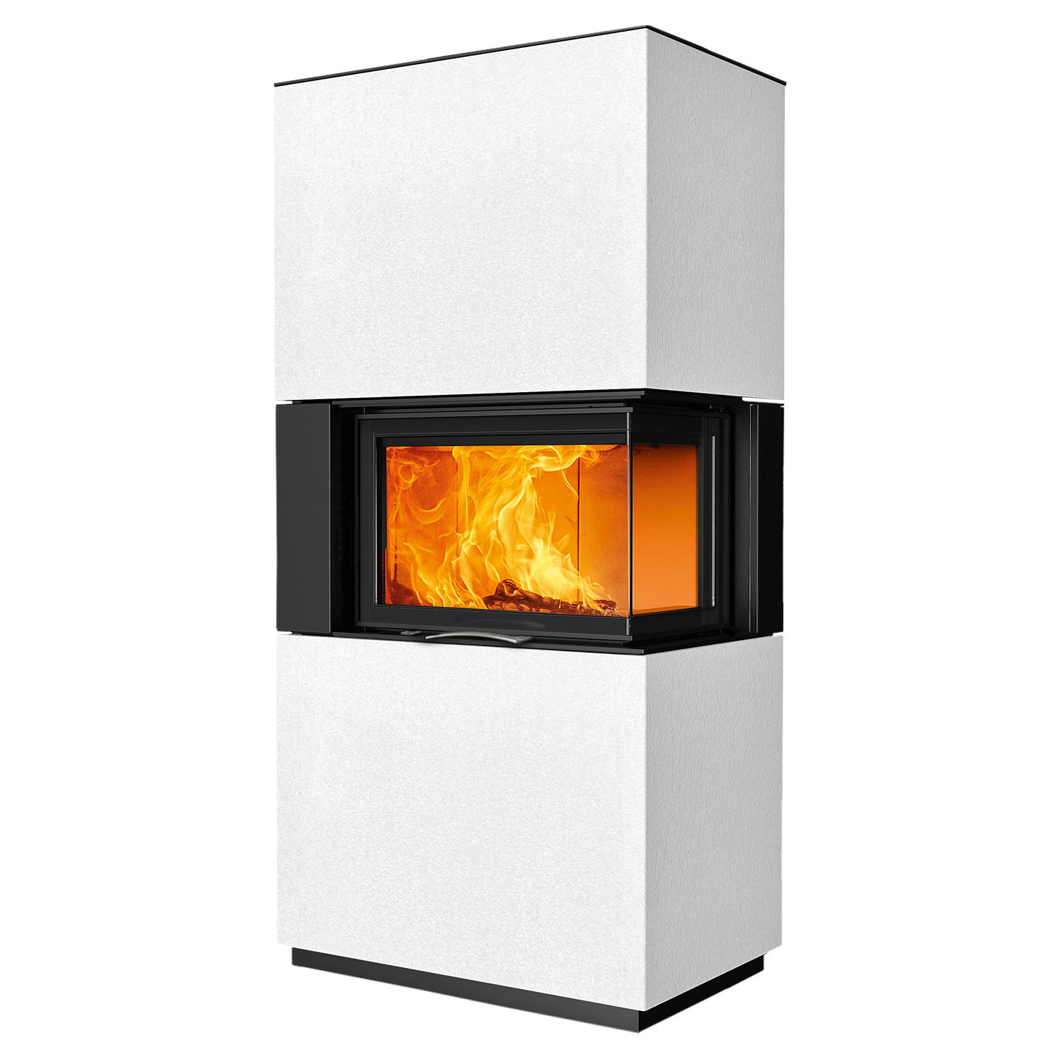 Austroflamm Sam 2.0 Kaminbausatz Eckverglasung rechts mit Schiebetür Beton Polar White