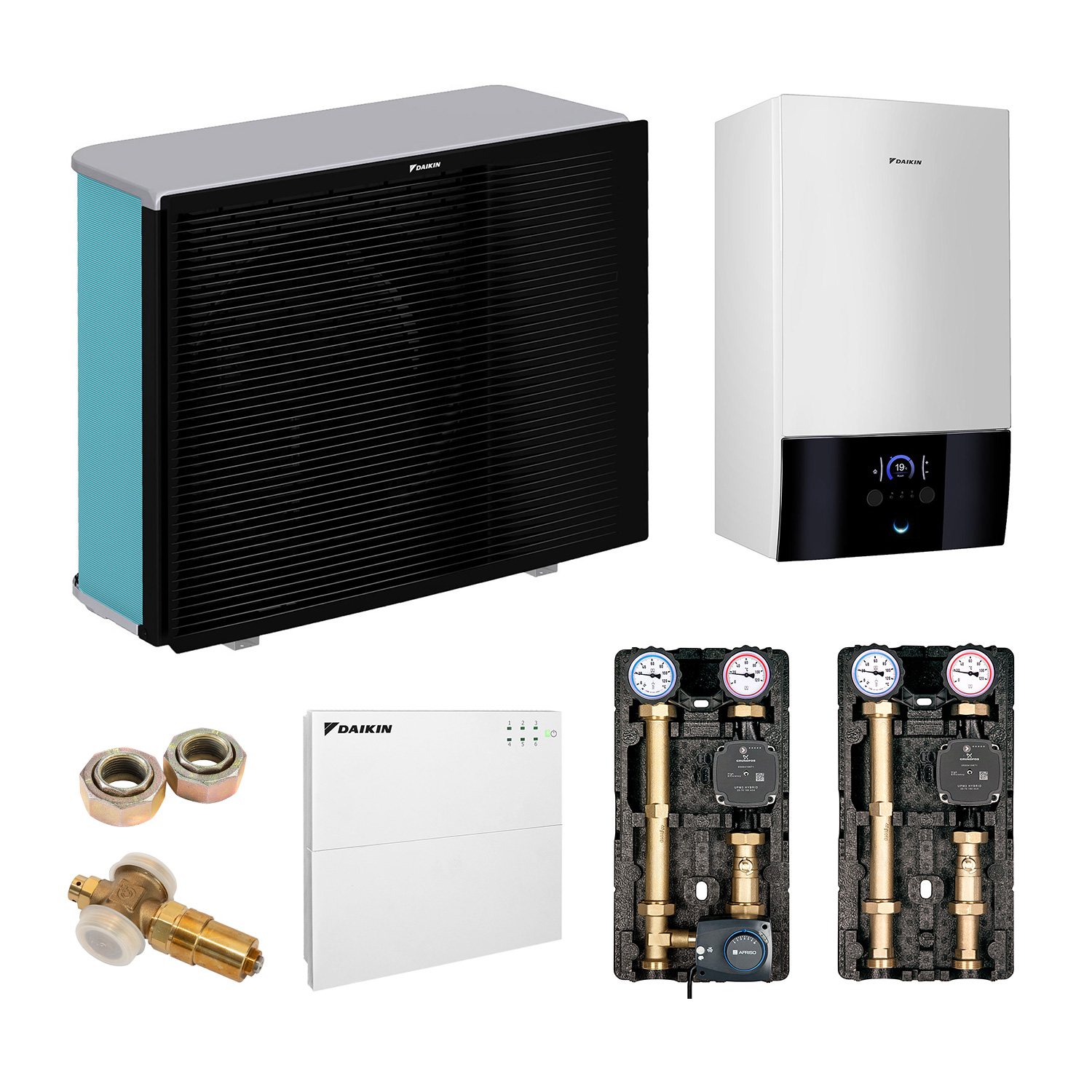 DAIKIN Altherma 3 H MT Baugröße 8 Hydrosplit-Wärmepumpe – Set 2 Heizkreise für Heizkörper und Fußbodenheizung ohne Trinkwarmwasserbereitung