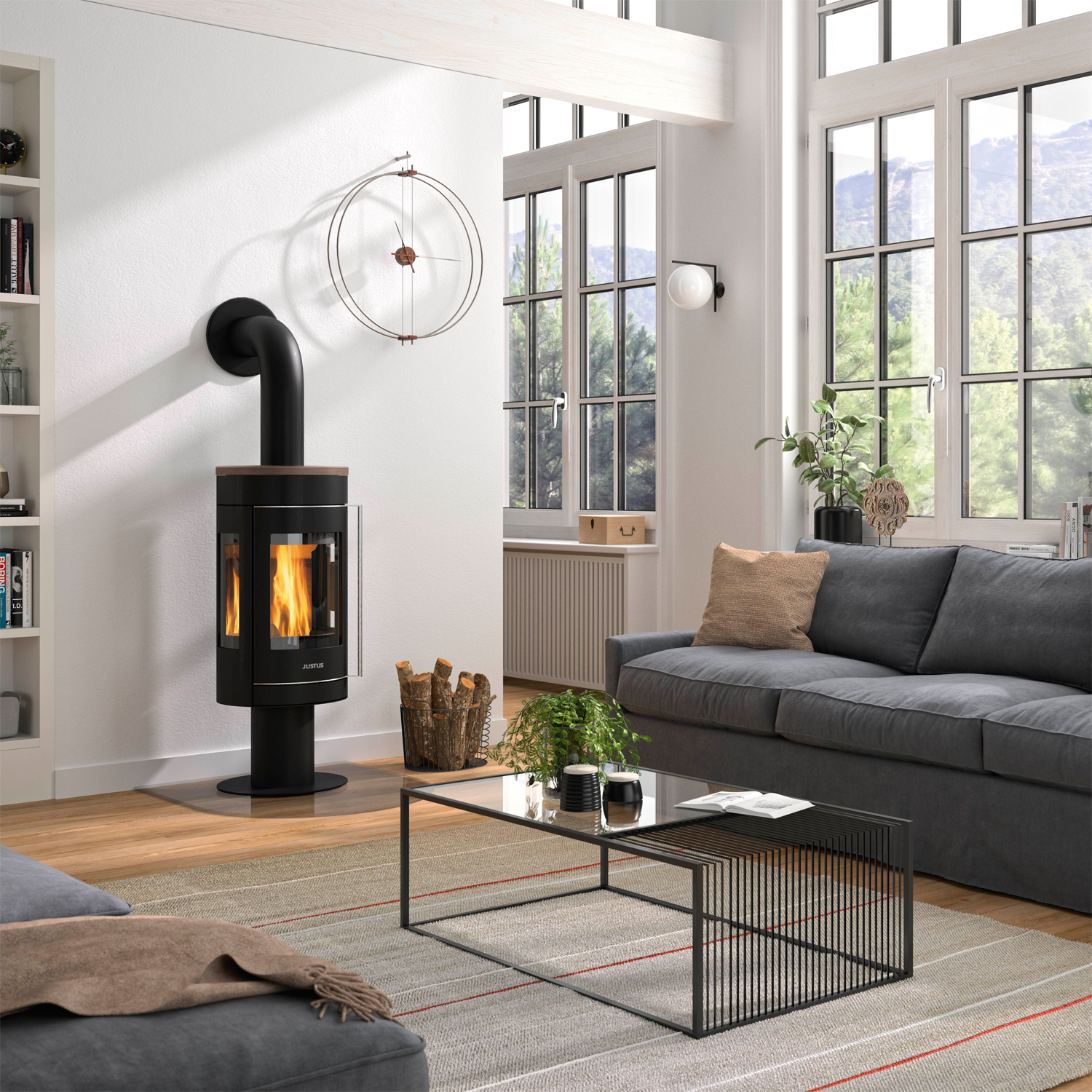 Justus Meva Kaminofen Stahl Schwarz / Topplatte Keramik Grappa Justus Meva Kaminofen Stahl Schwarz / Topplatte Keramik Grappa