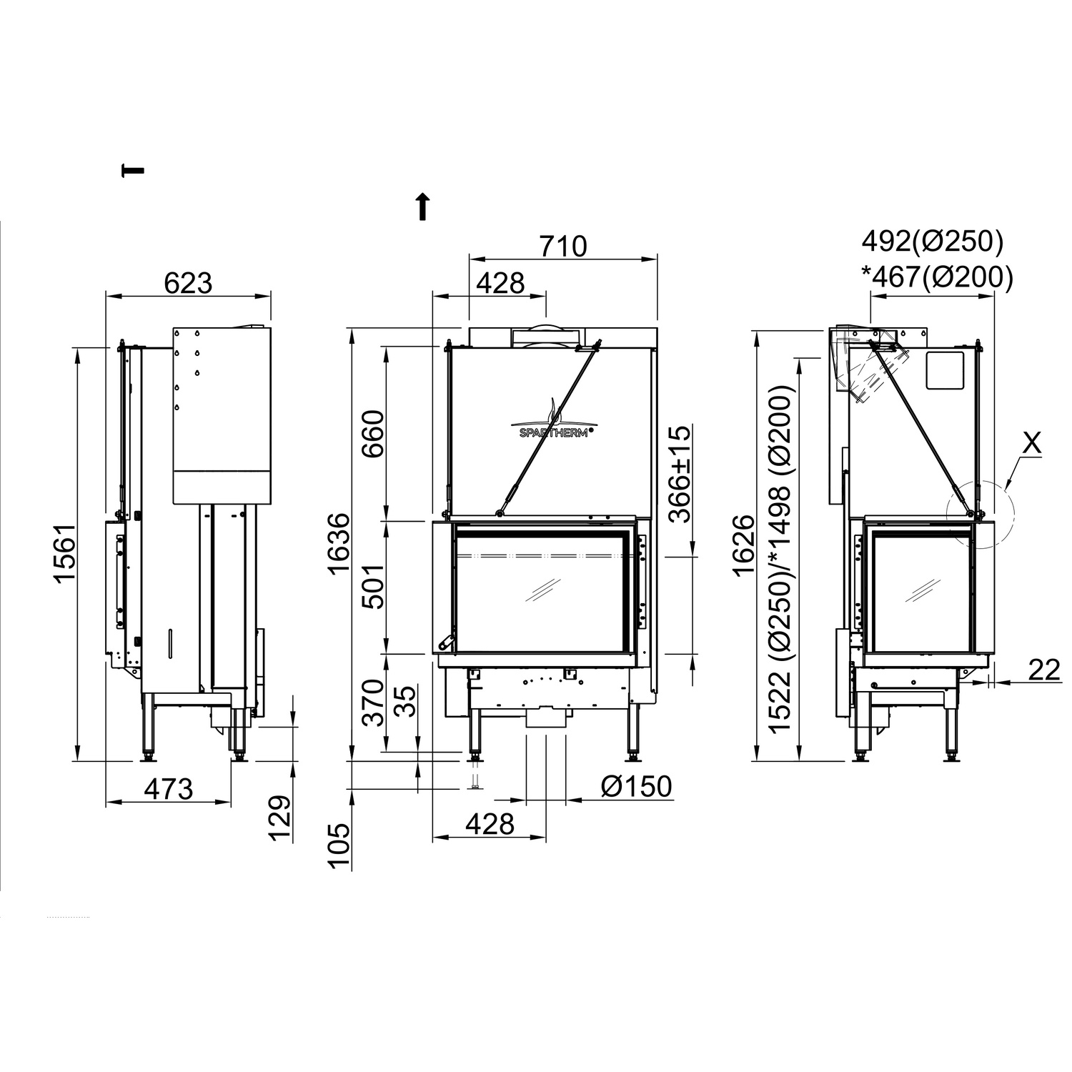 Spartherm Premium V-2L-68h Kamineinsatz 250 mm