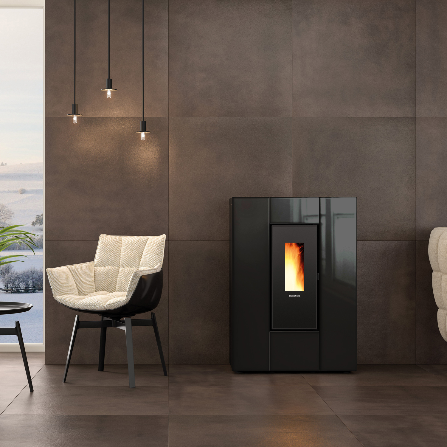 Extraflame Marilena Plus AD Pelletofen Crystal Schwarz-Anthrazit