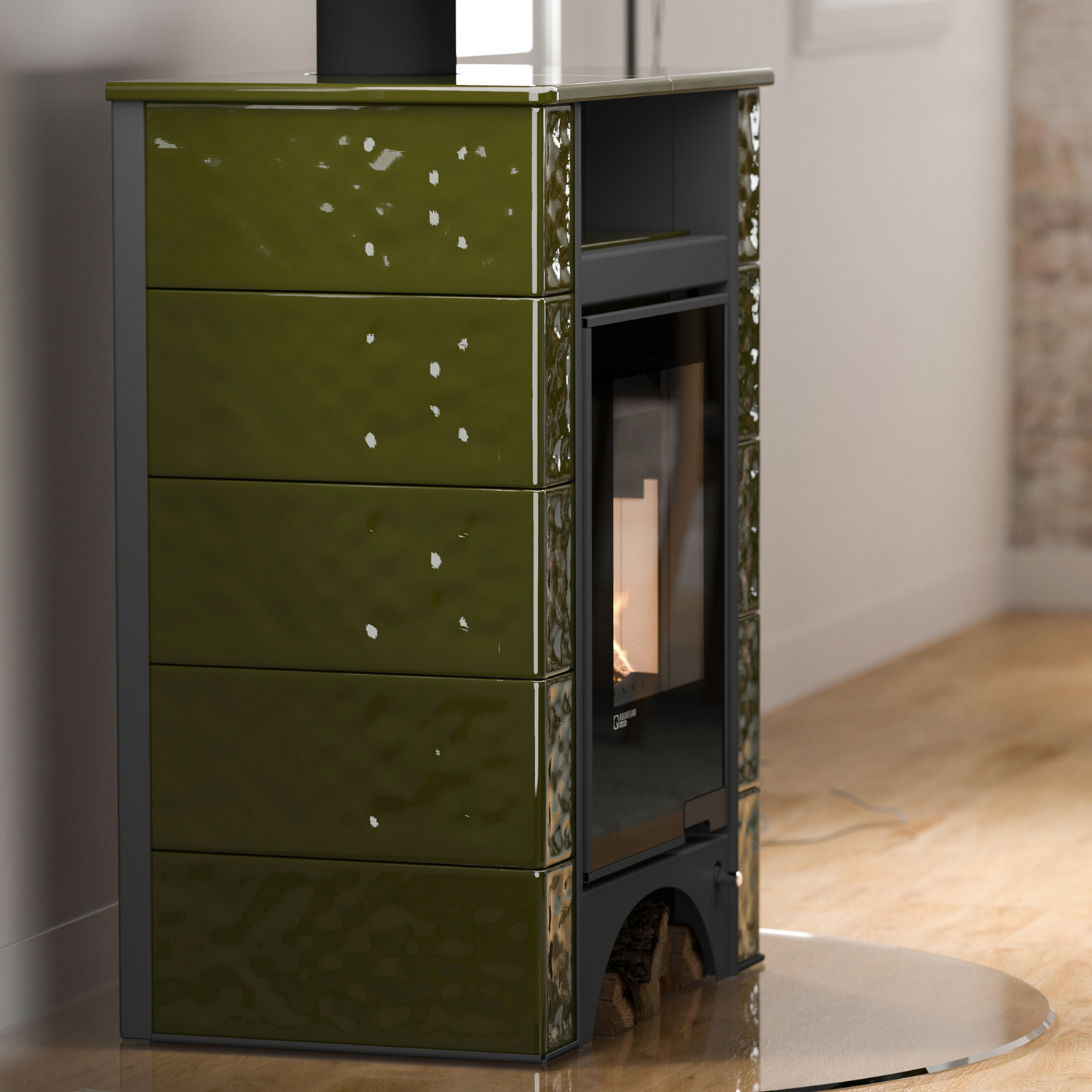 Aquaflam Vario Peru Basic Wasserführender Kaminofen Grün 11/5