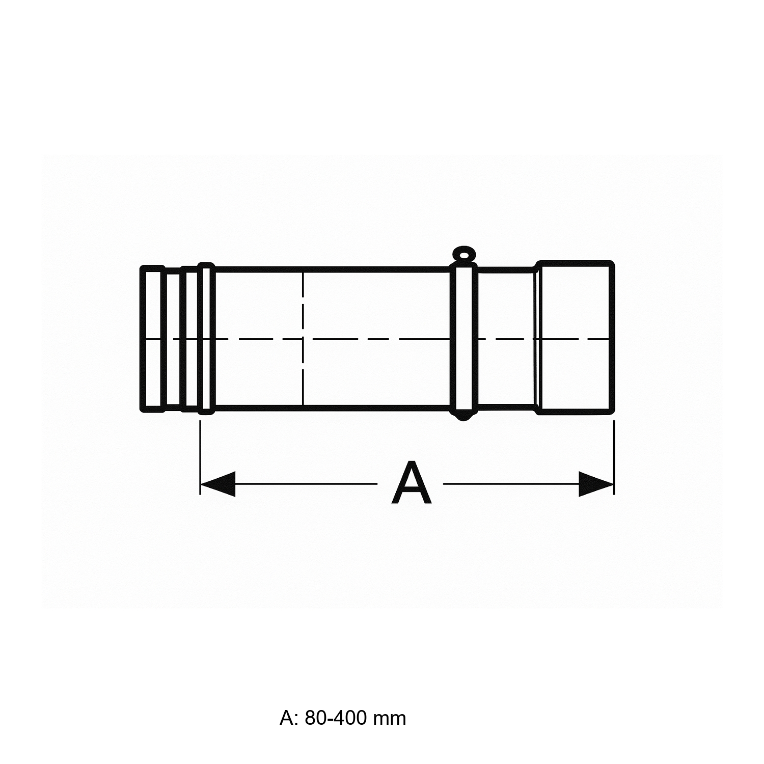 Schiedel PRIMA PLUS Rohrausgleichselement 80-400mm Ø113 mm FE/FU einwandig matt