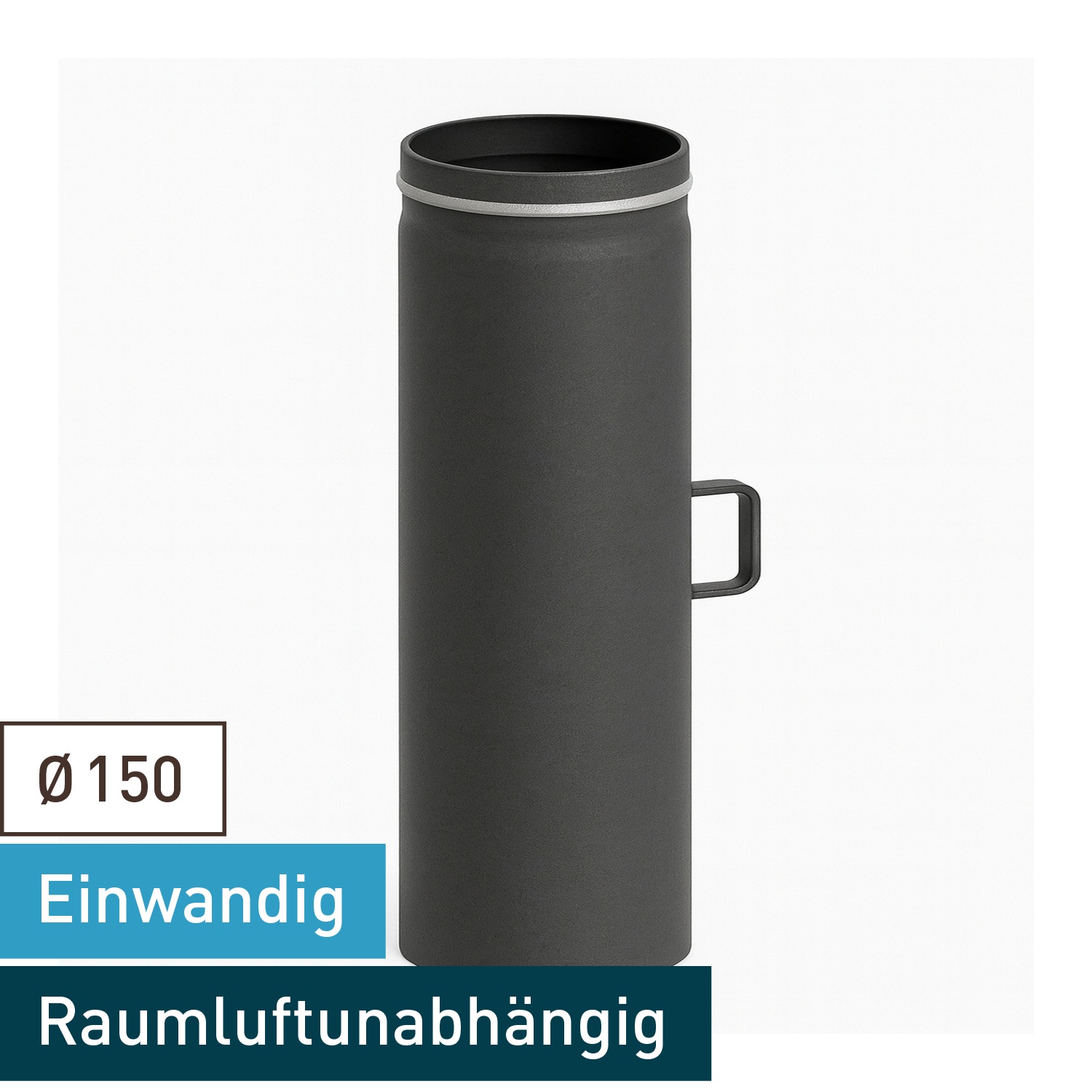 Raik Lifestyle Längenelement Durchmesser 150x500x2,00mm eingezogen mit DKL mit Dichtung für Rauchrohr/ Ofenrohr