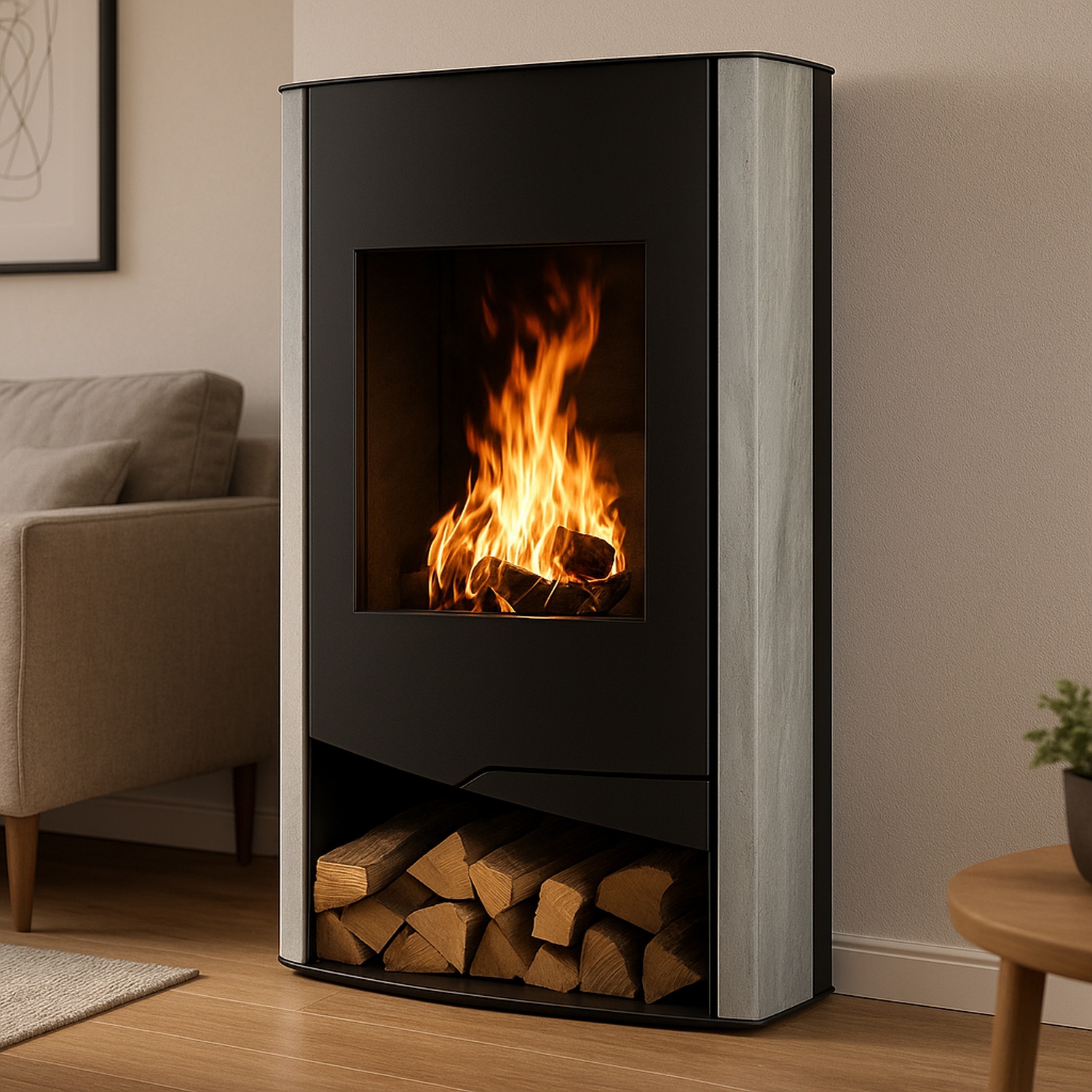 Wamsler Kaminofen N-Line schwarz Naturstein