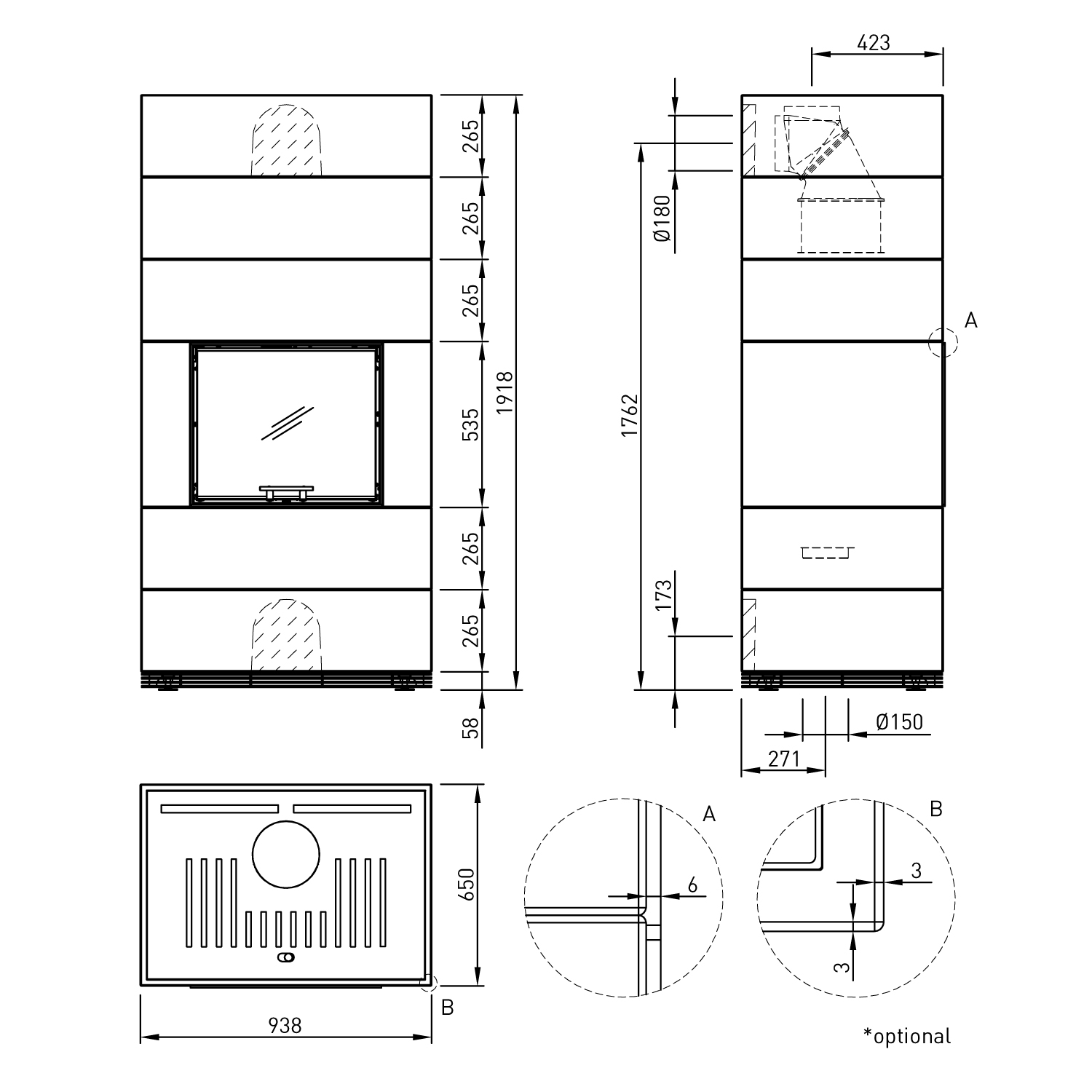 Spartherm SIM 2/3 Mini Sh-4S Kaminbausatz Feinbeton