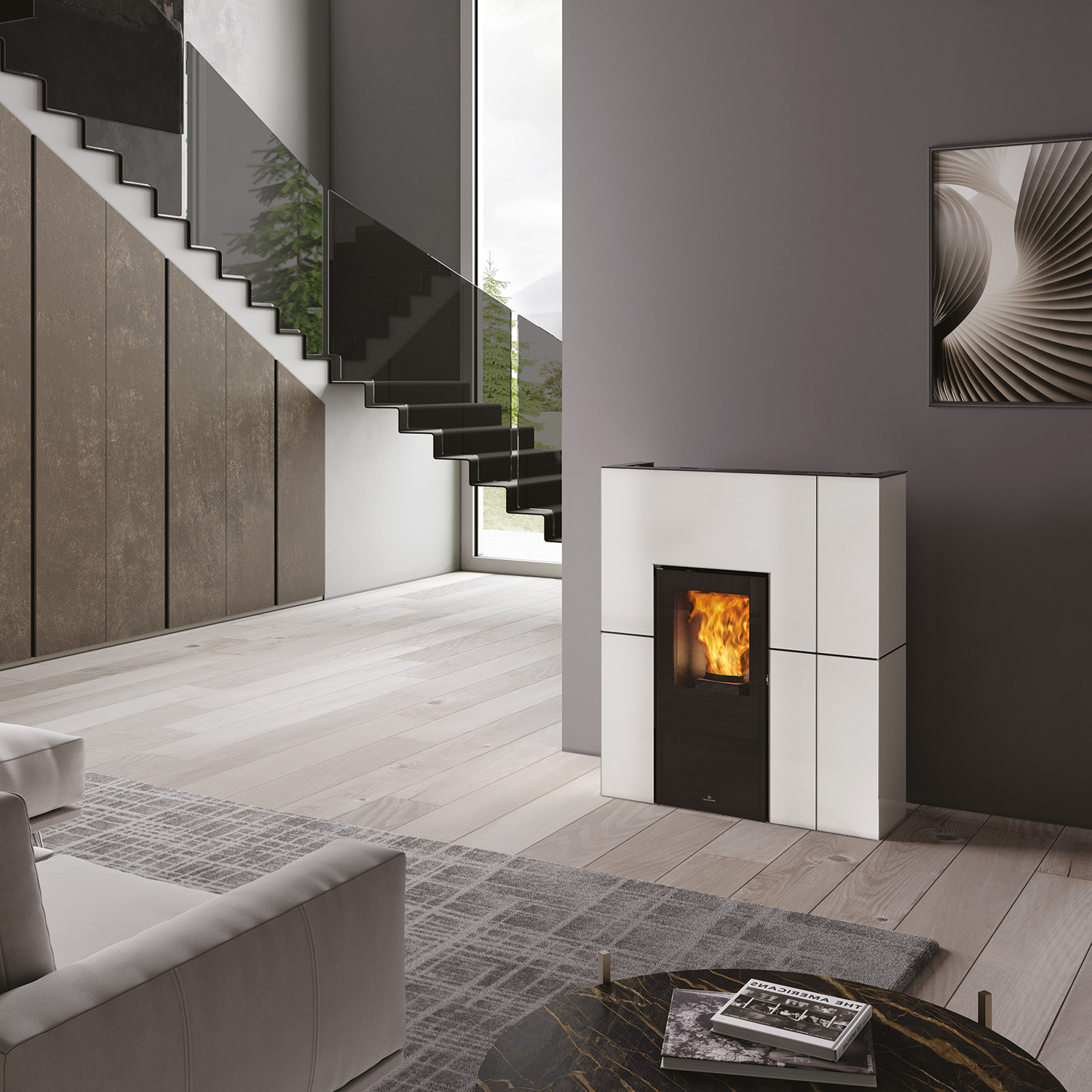 Edilkamin Blade H 15 Evo wasserführender Pelletofen Stahl Mattweiß