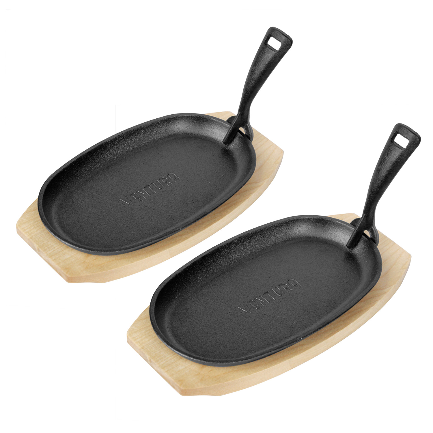 Ventura Gusspfannen + Holz-Untersetzer + Griff - 2er Set